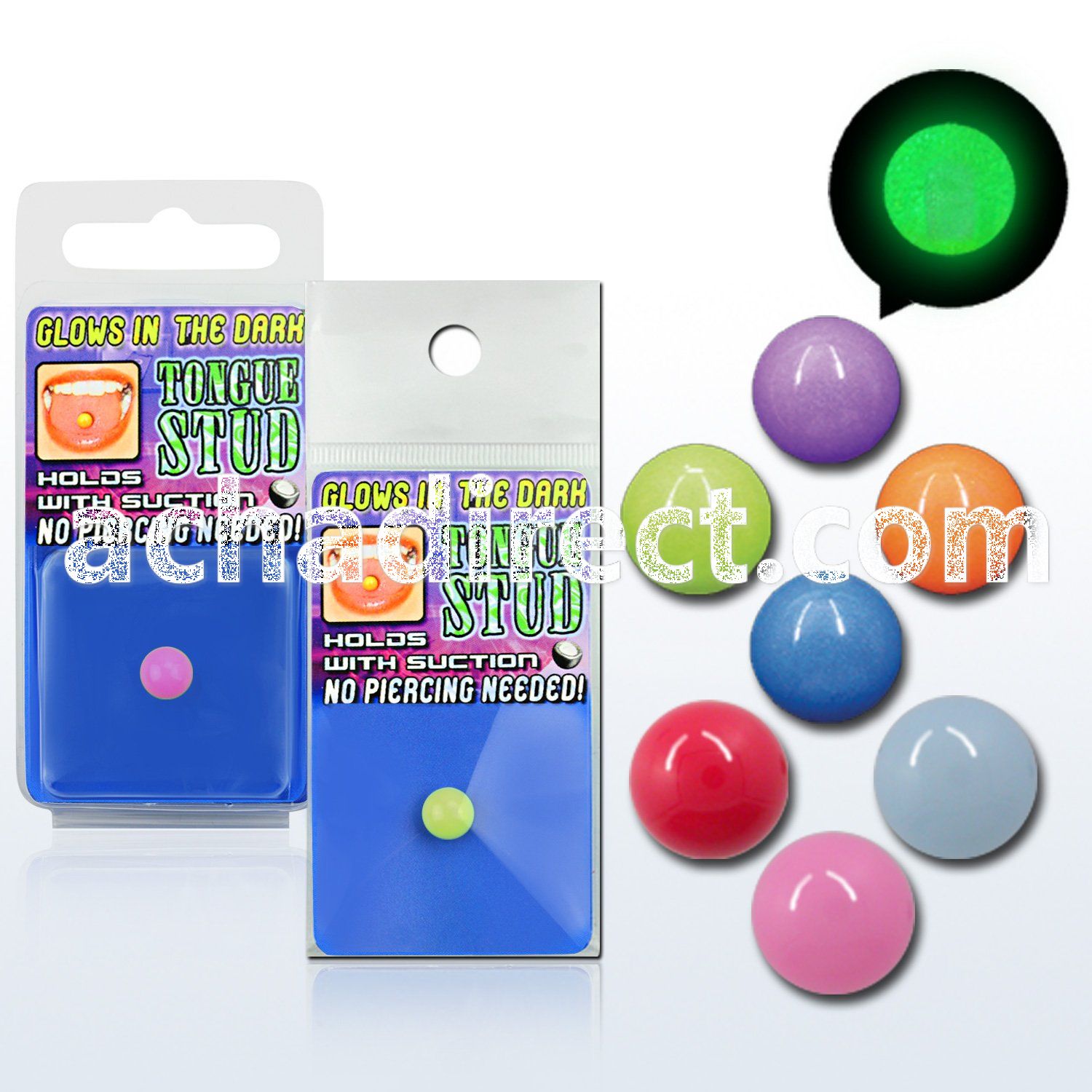 gltgst glow in the dark illusion tongue stud holds w suction
