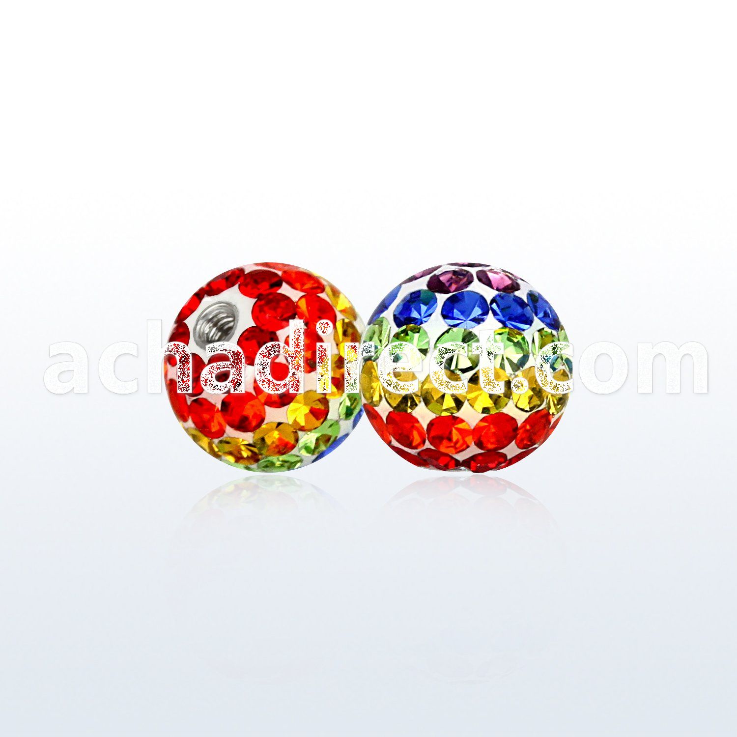 gmfr8 8mm ball with ferido multi crystals in gay pride colors