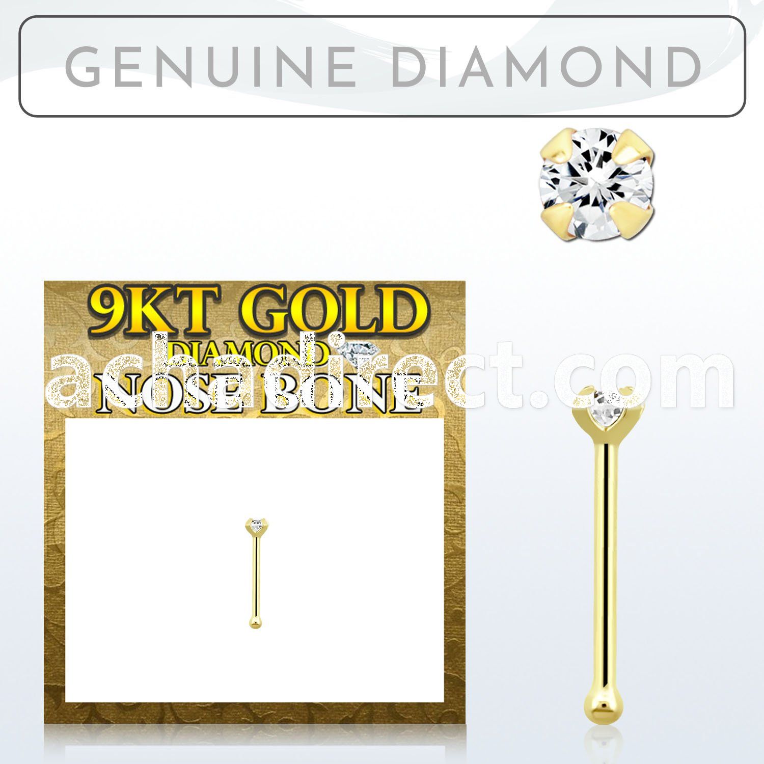 gnpdb9 9kt gold nose bonew a 1.5mm round genuine diamond