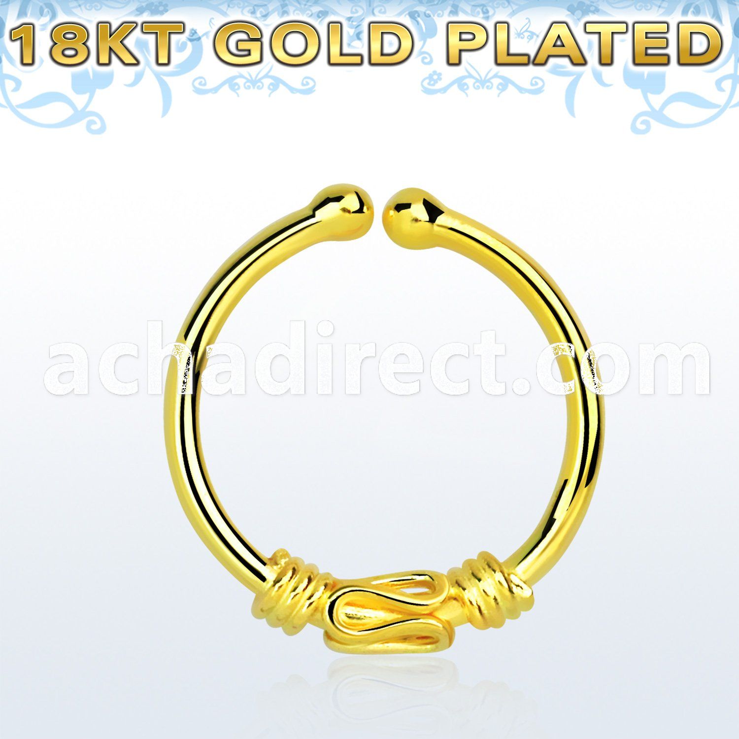 gpsep12d gold plated silver fake septum ring w a balinese wire