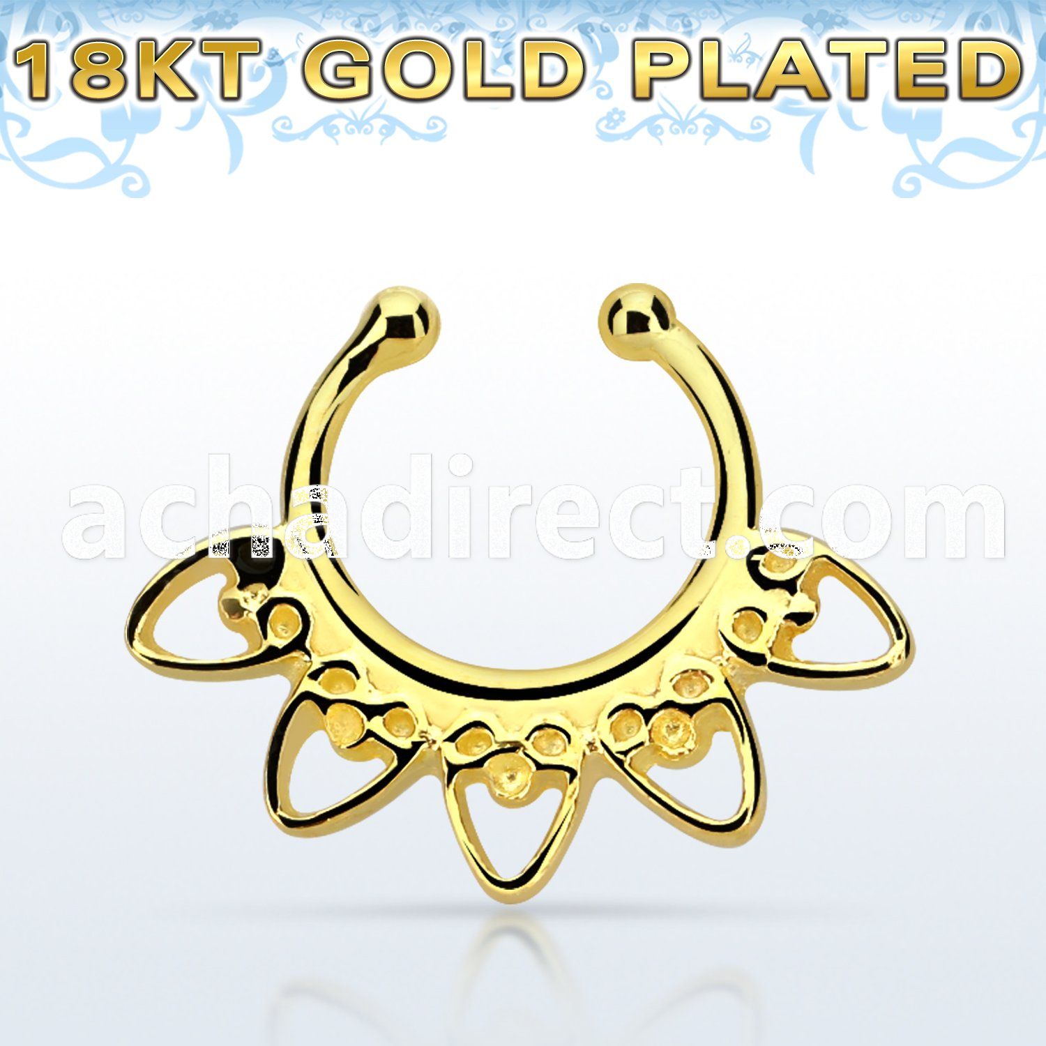 gpsepd6 gold plated silver fake septum clicker in a indian heart