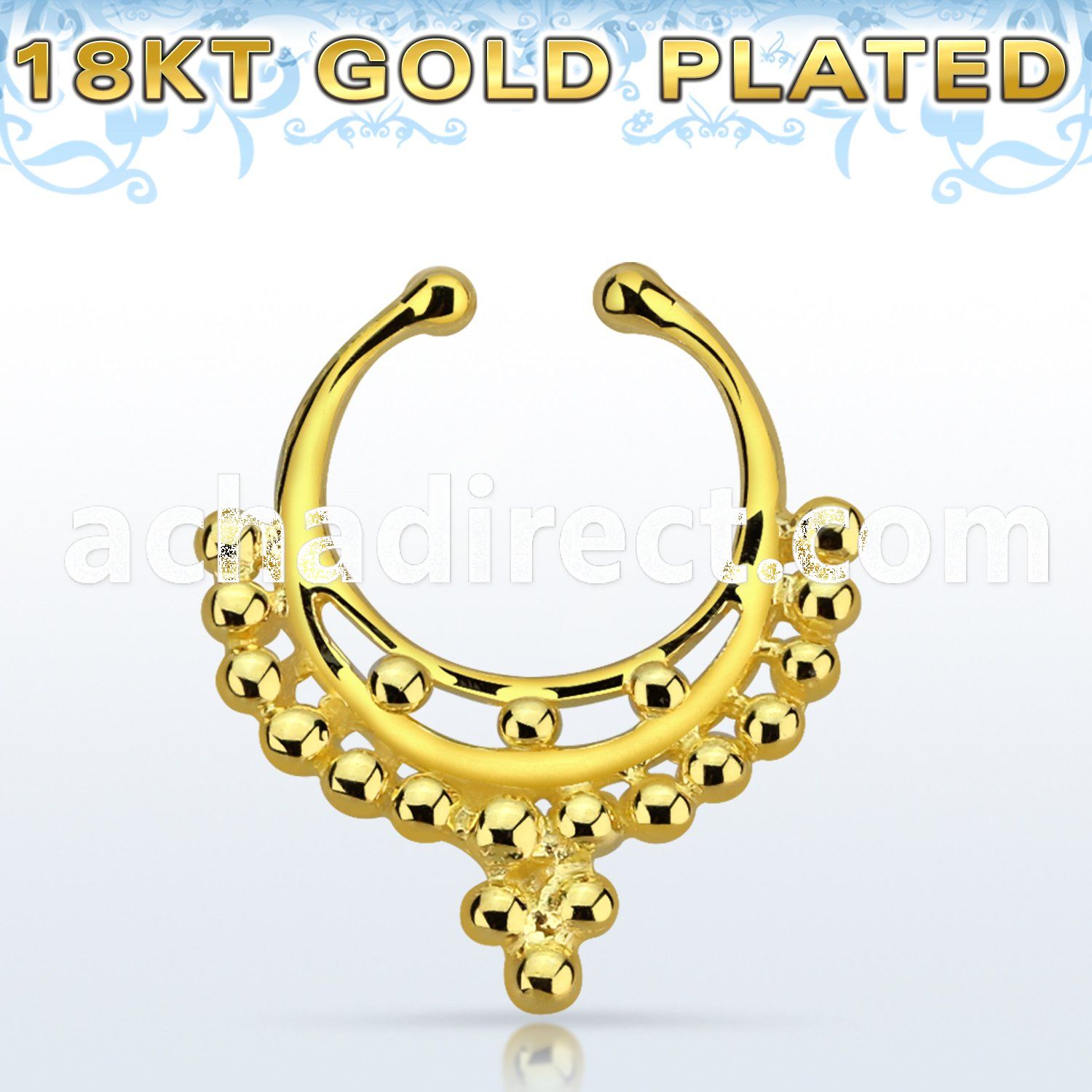 gpsepd9 gold silver fake septum clicker decorated indian 