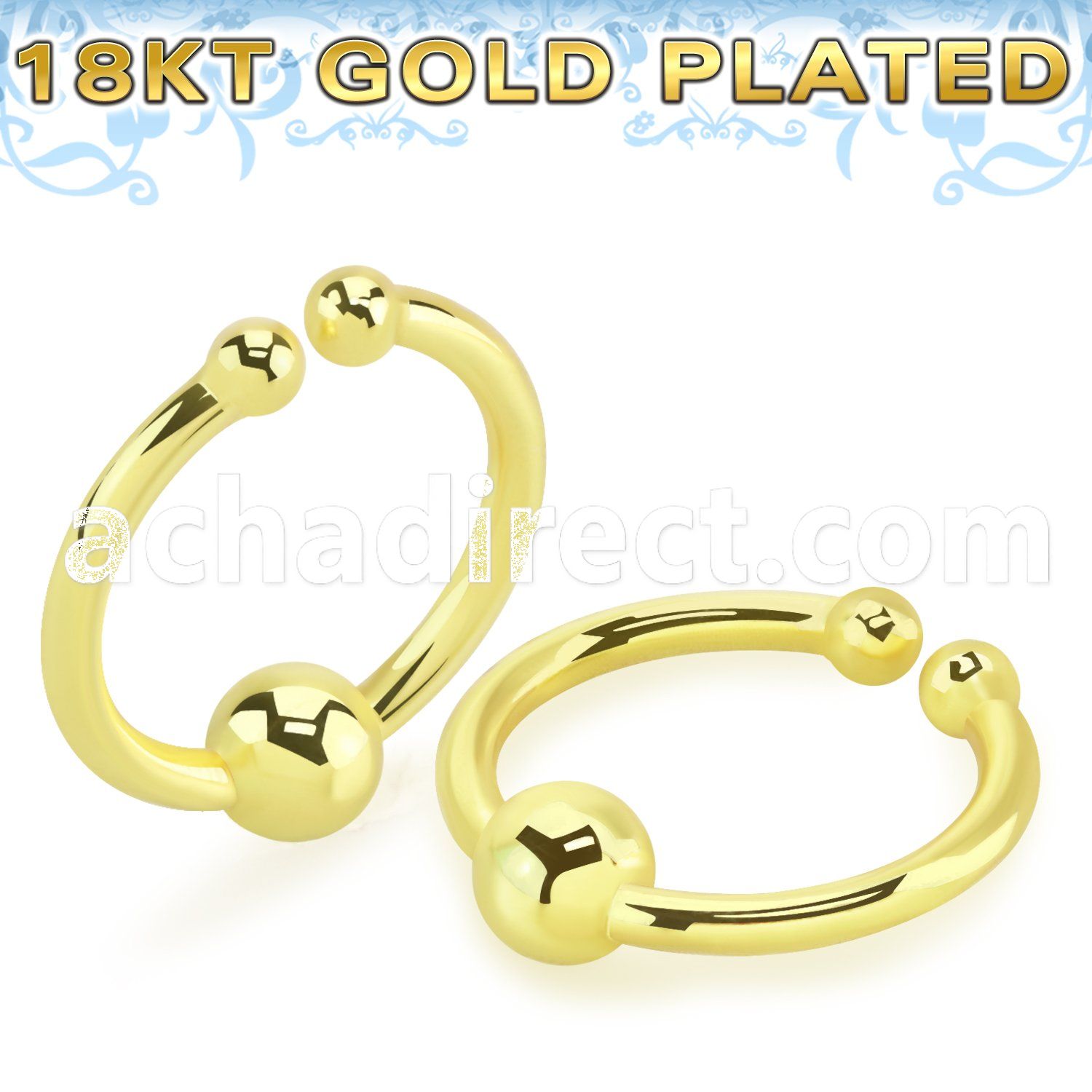 gpsepn 18k gold plated silver fake septum ring 3mm ball