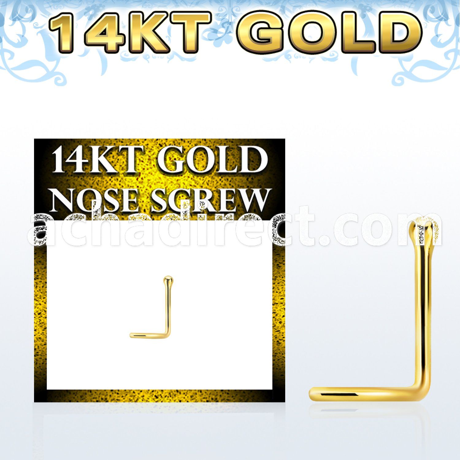 gscb1b 14kt gold nose screw, 20g w a 1.5mm ball shaped top