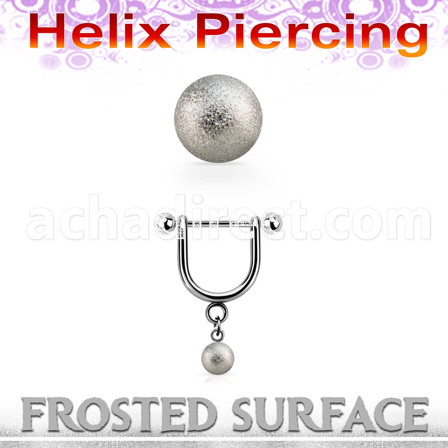 heufo4s steel helix stirrup w dangling 4mm frosted steel ball