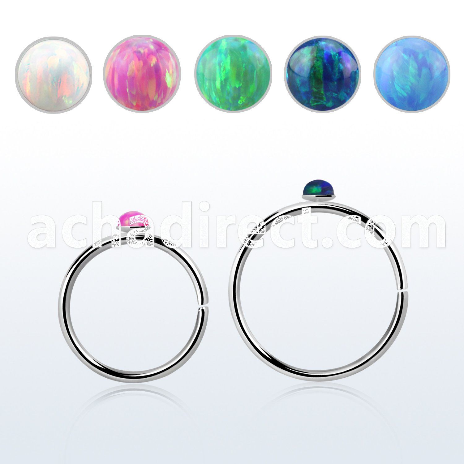hpo15 silver seamless nose hoop w a 1.5mm synthetic opal top