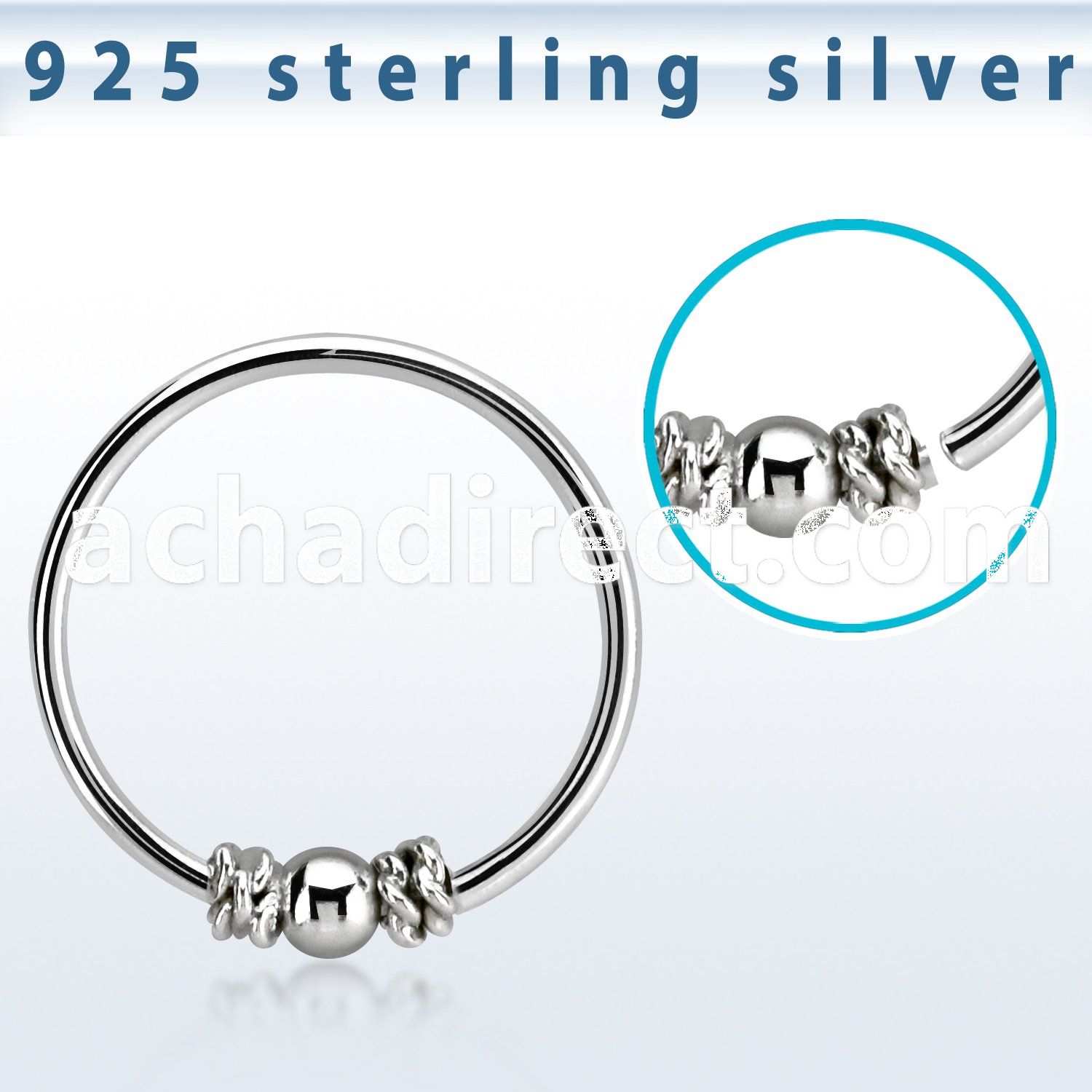 hr11 silver seamless nose hoop w bali wire design w ball