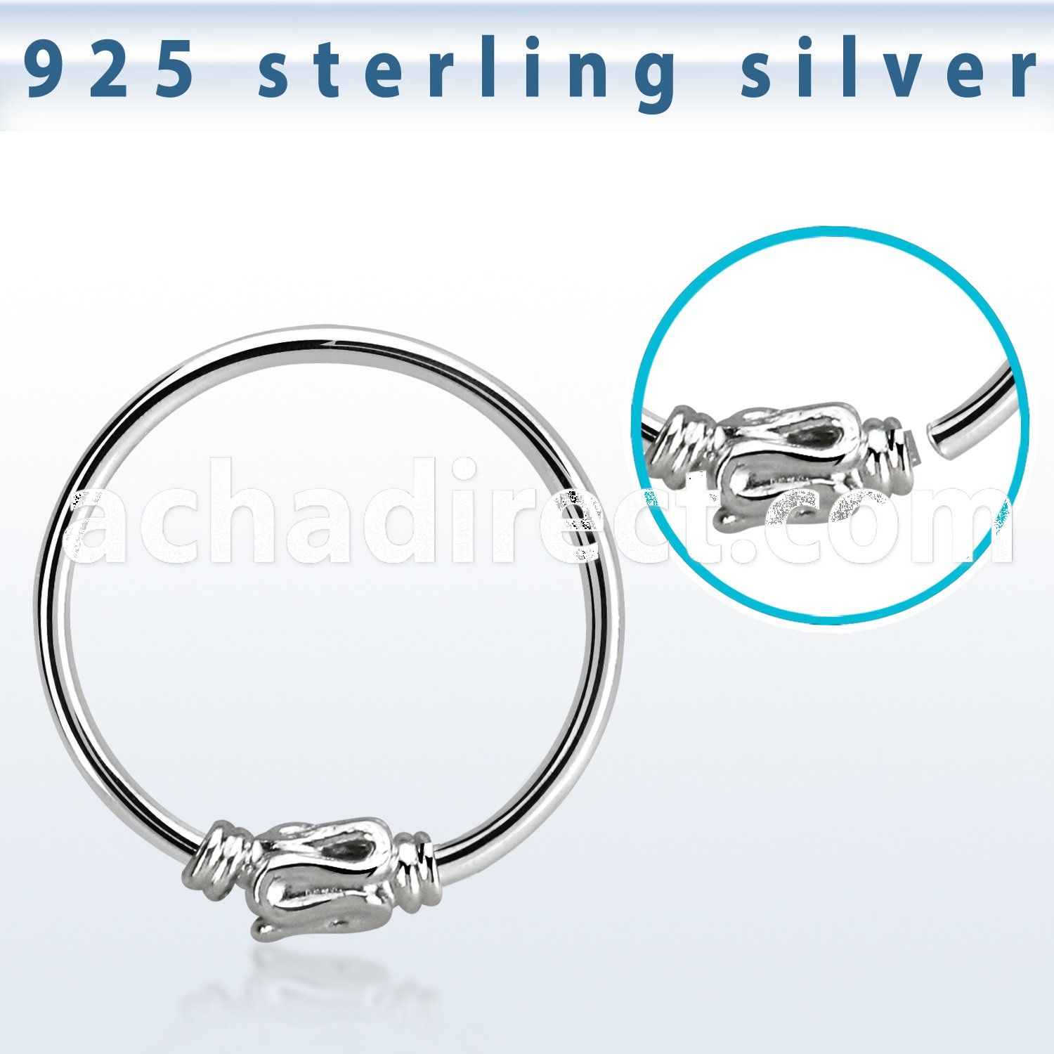 hr15 silver seamless nose hoop w balinese wire design