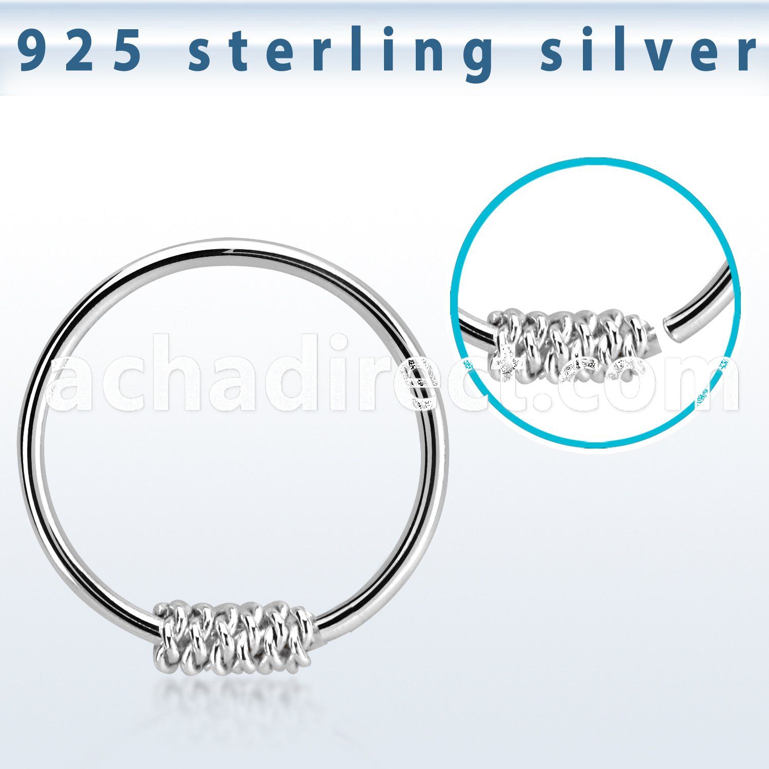 hr21 silver seamless nose hoop w twisted wire design