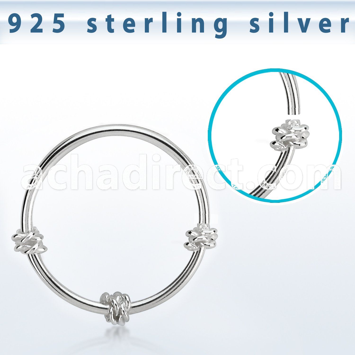 hr27 silver seamless nose hoop w triple twisted wire design