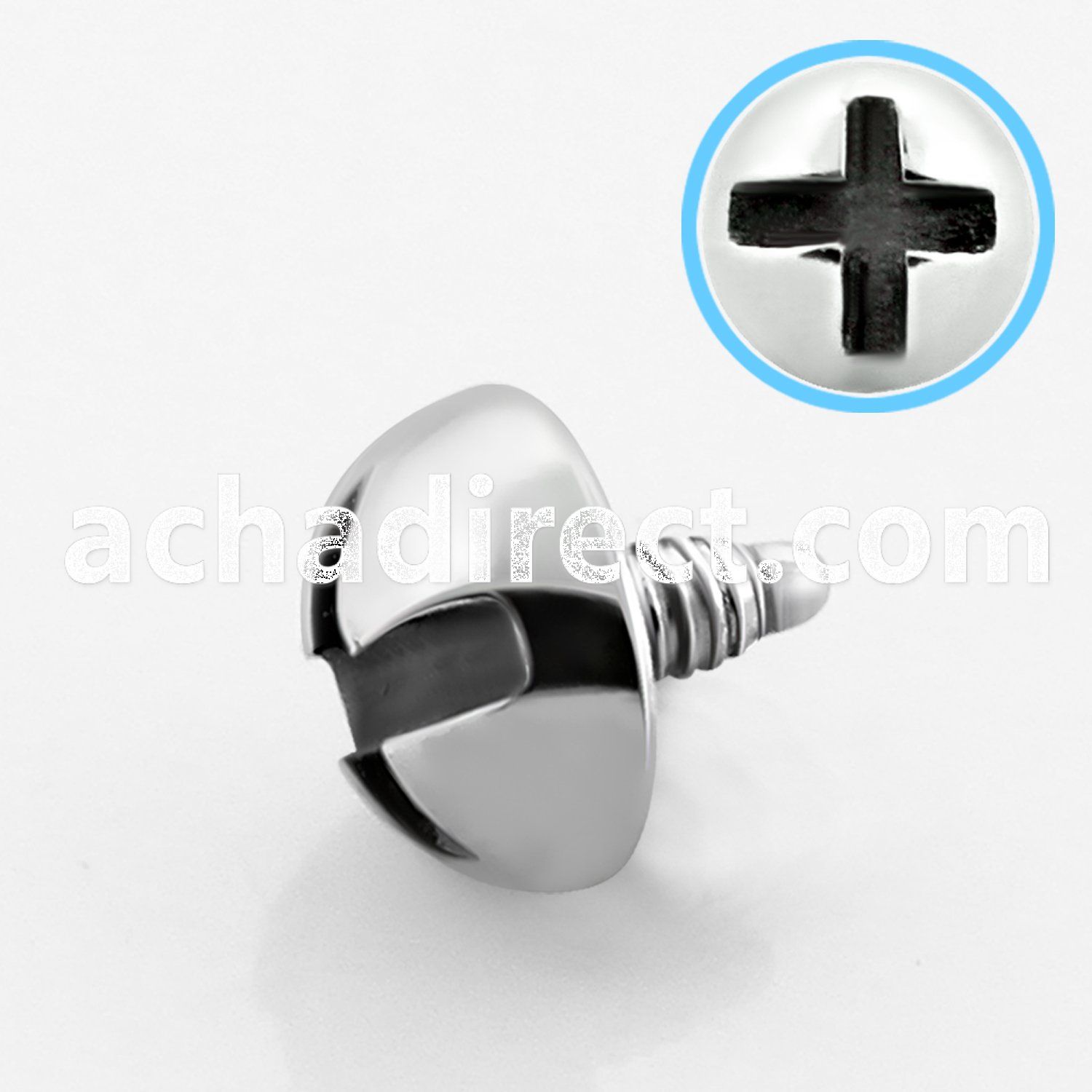 id6 6mm 316l steel round screw nut shaped dermal anchor top