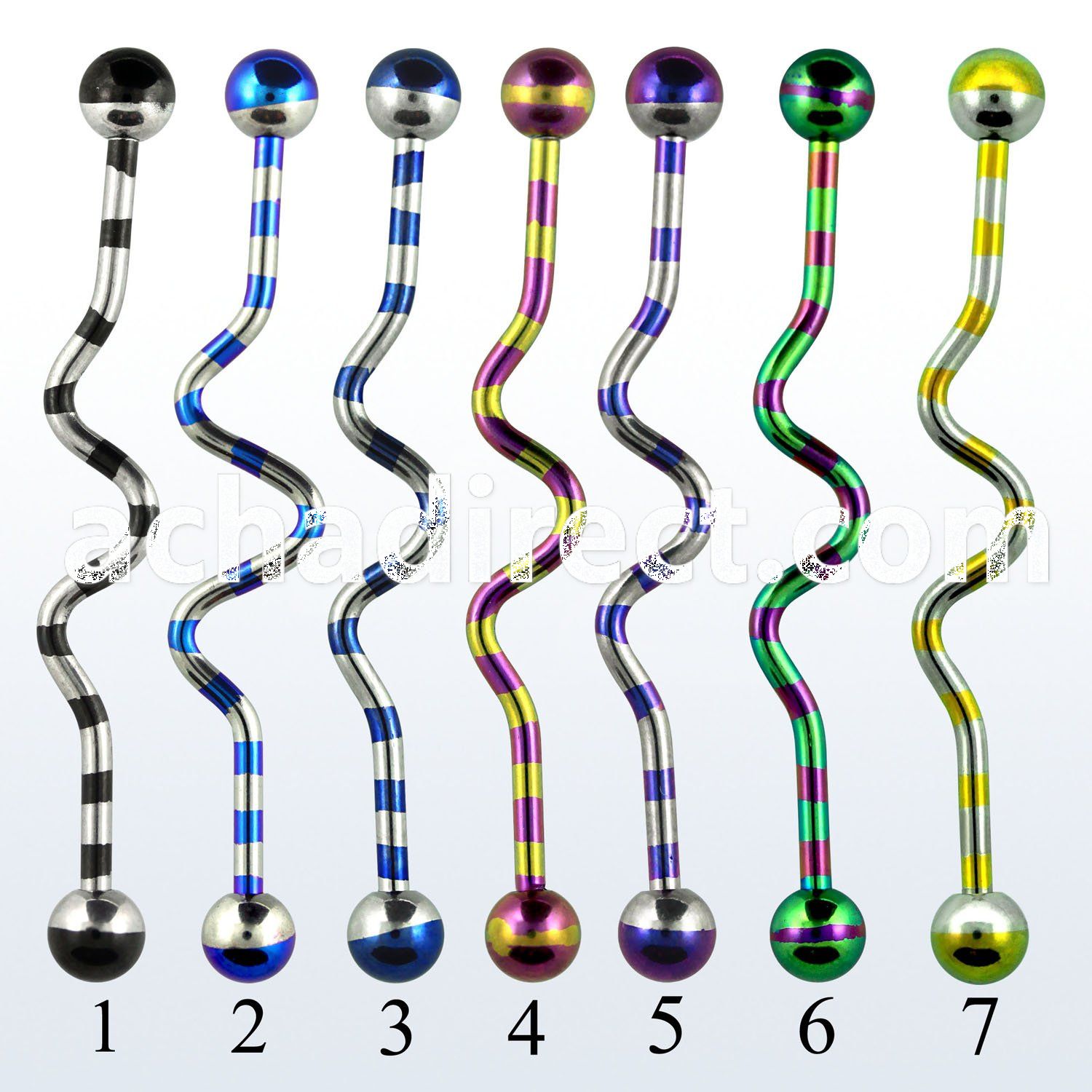 idat14 pvd 316l steel industrial zig zag barbell with 5mm balls