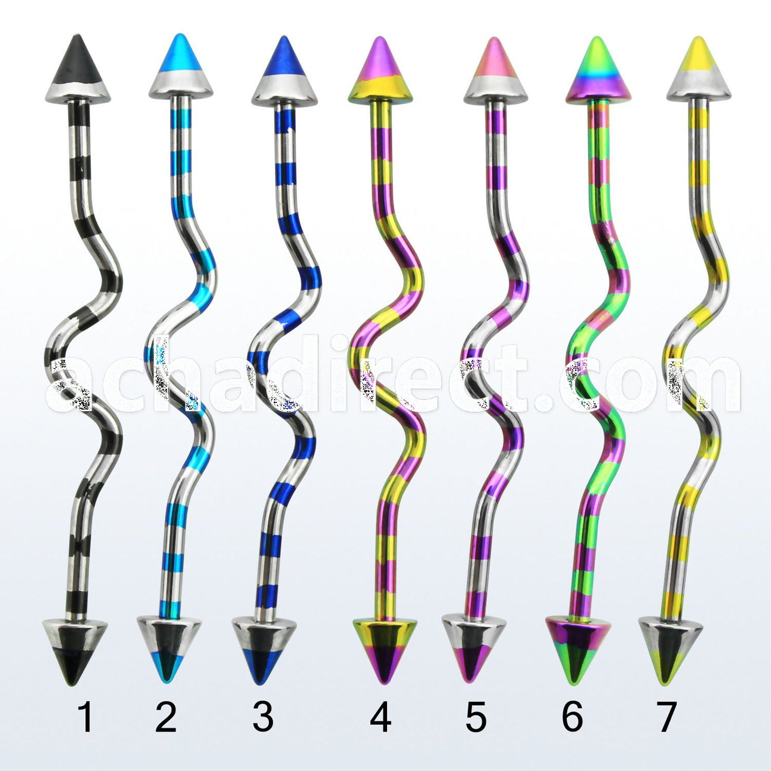 idatn14 pvd 316l steel industrial zig zag barbell with cones