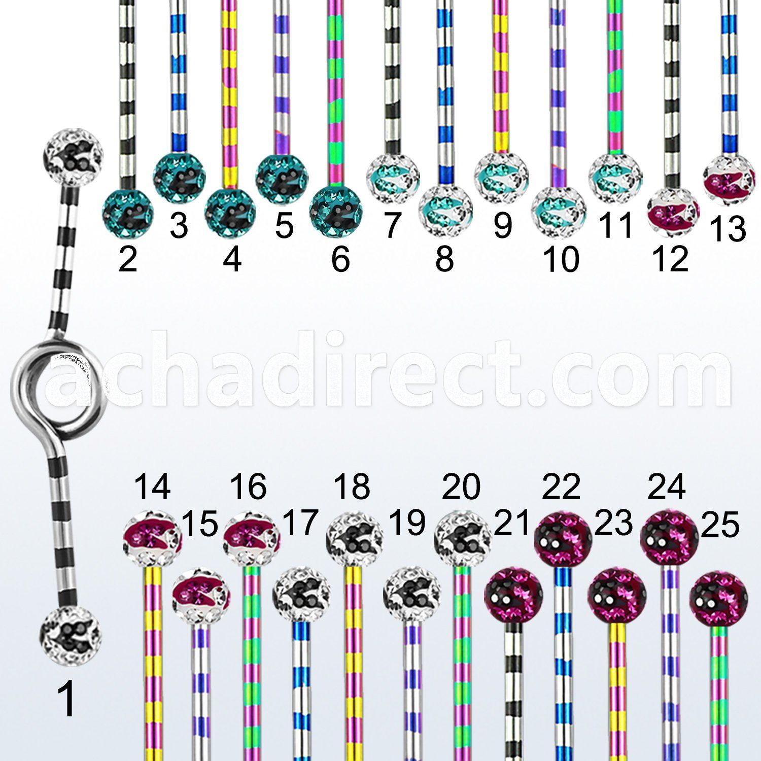 idbtfr5c pvd 316l steel industrial loop barbell with dotted balls