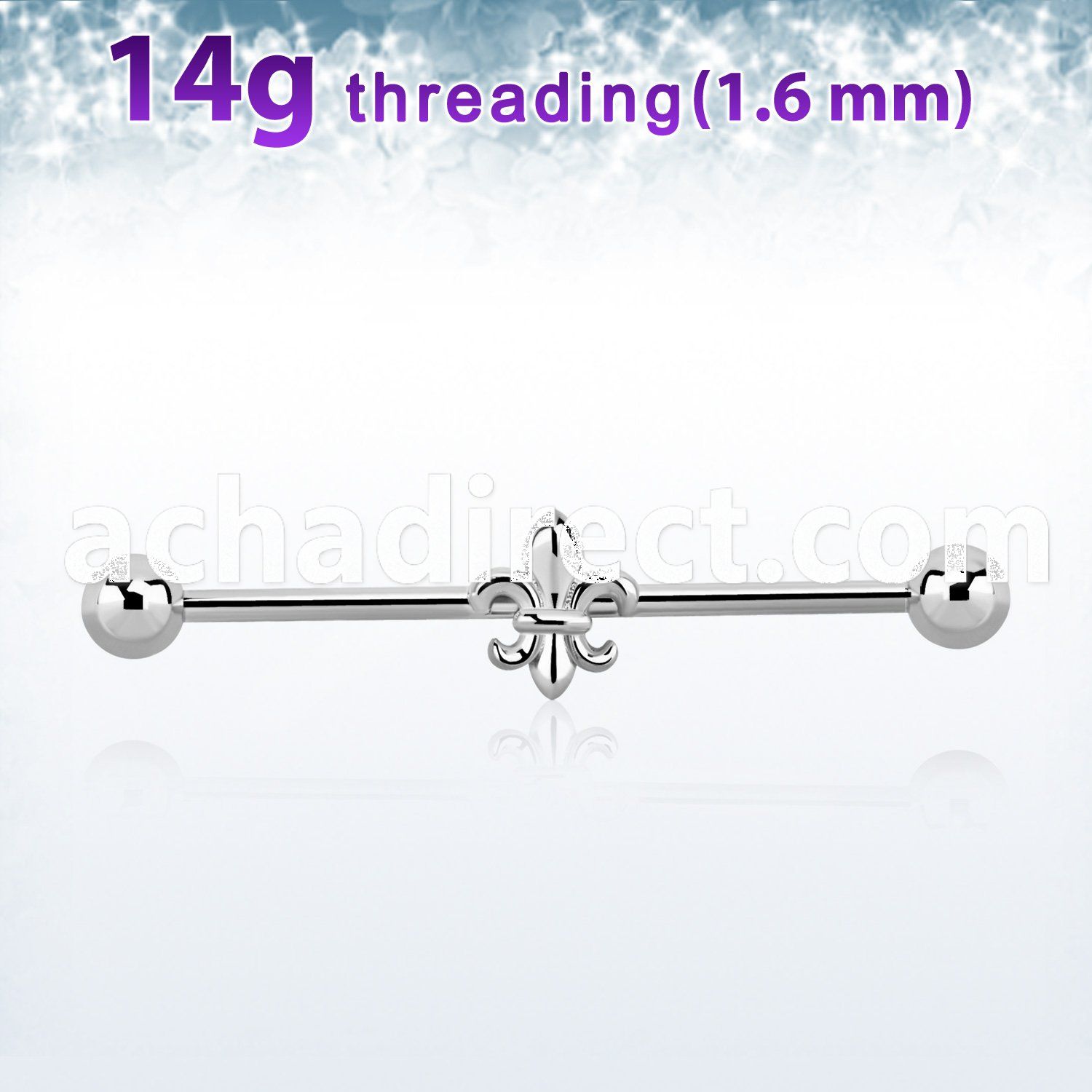 idsh24s steel industrial barbell w fleur de lis design