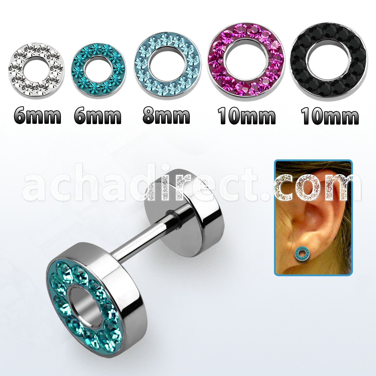 iff high polished 316l steel fake flesh tunnel w ferido rim