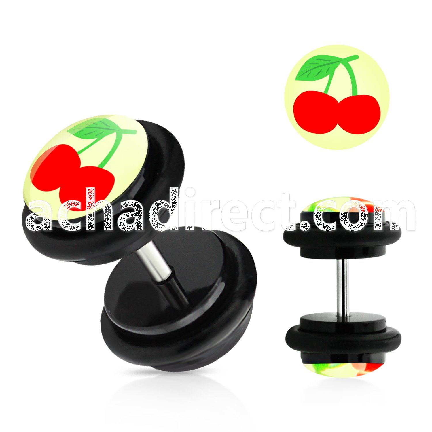 ilvgr19 black acrylic fake plug with cherry logo with o rings