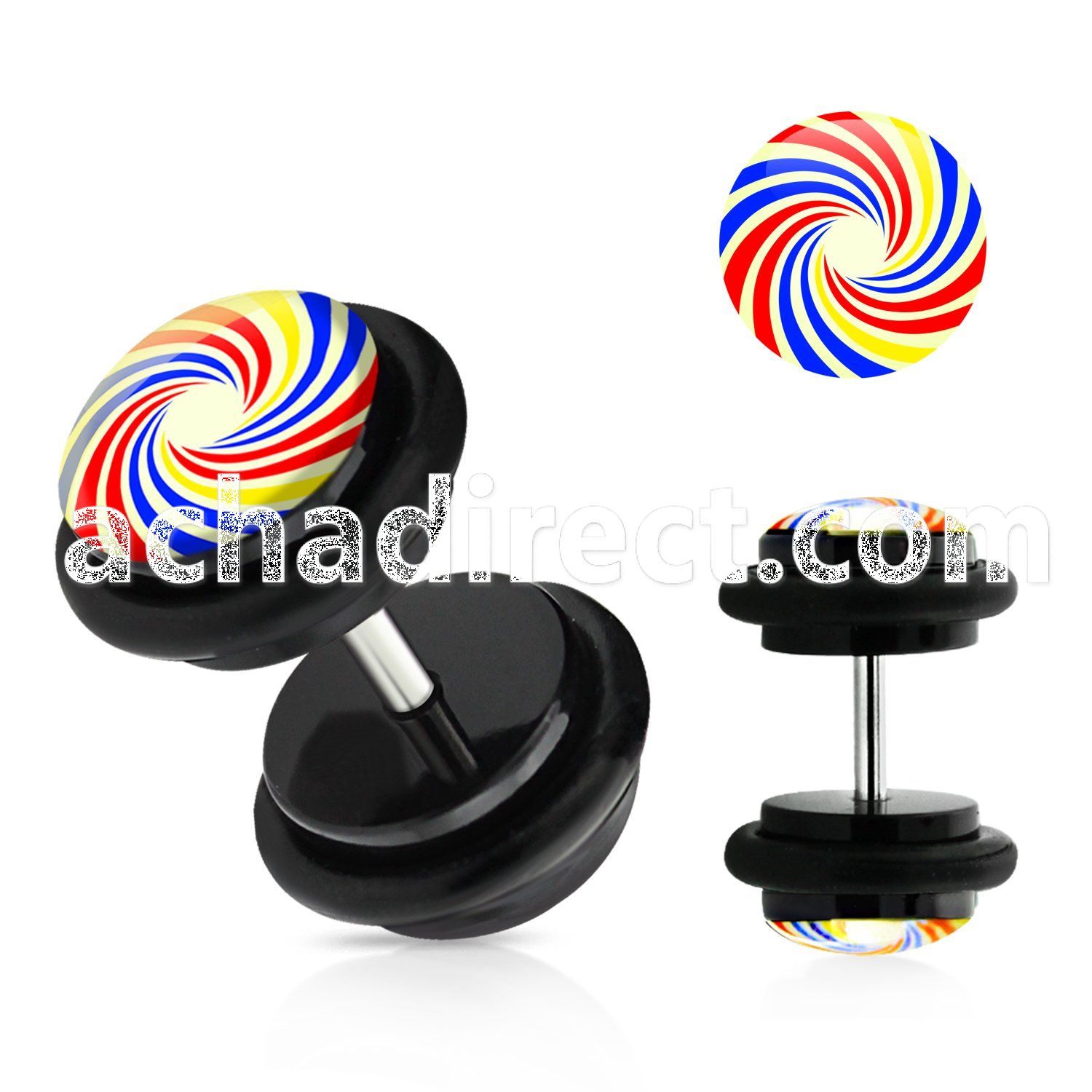 ilvgr22 acrylic fake plug with spiral colors with o rings