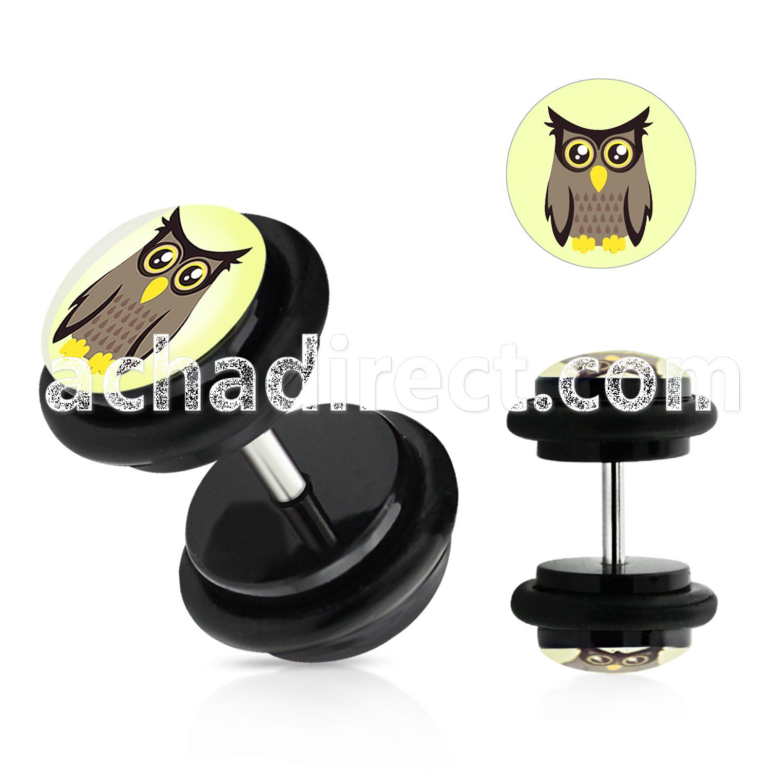 ilvgr63 acrylic fake plug with owl on white logo with o rings