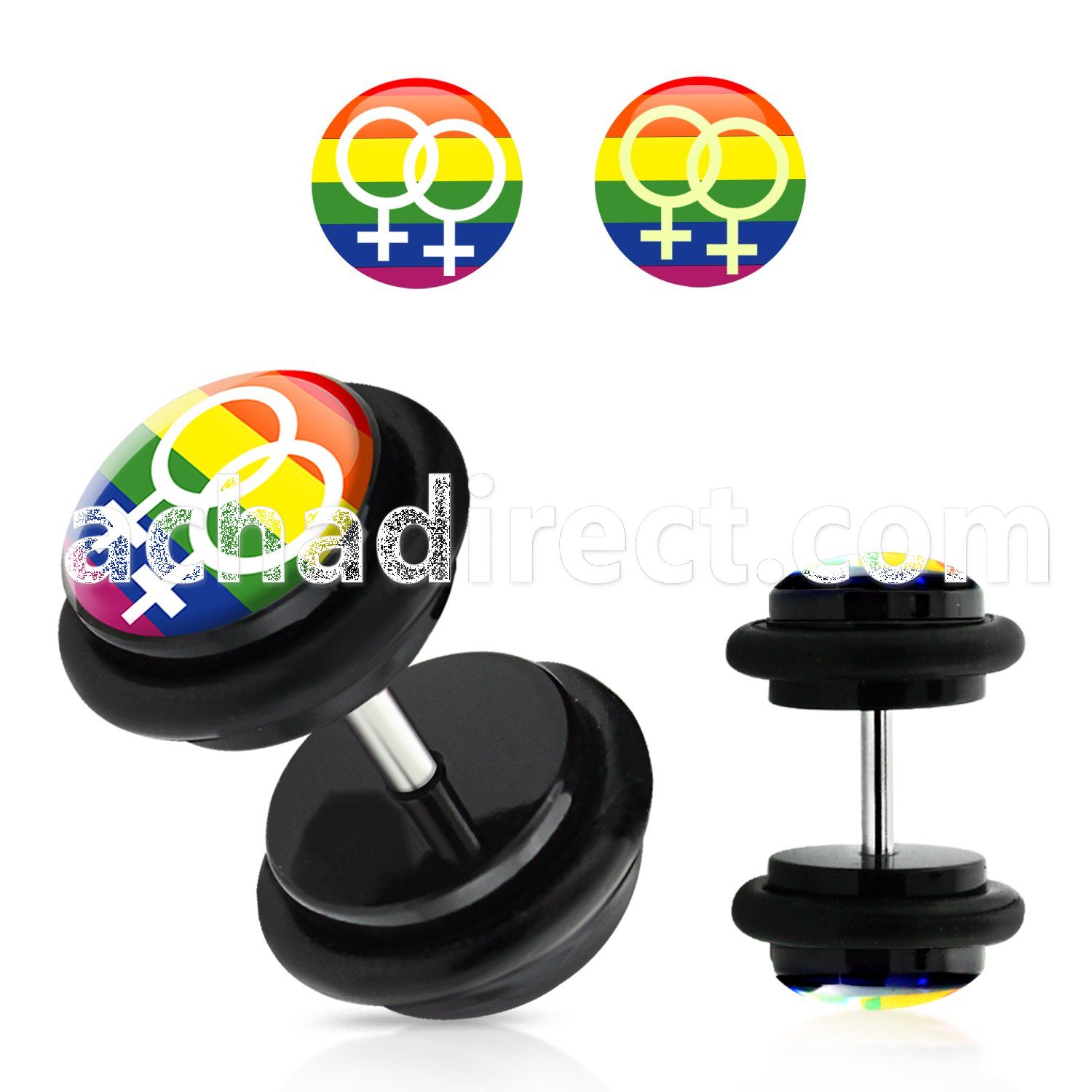 ilvgr9 acrylic plug with 2 female signs on rainbow with o rings