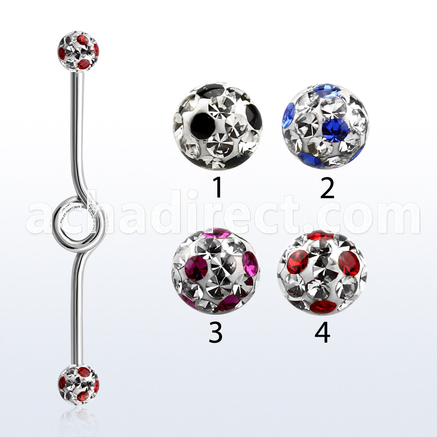 inbfr5a 316l steel industrial loop barbell with dotted balls
