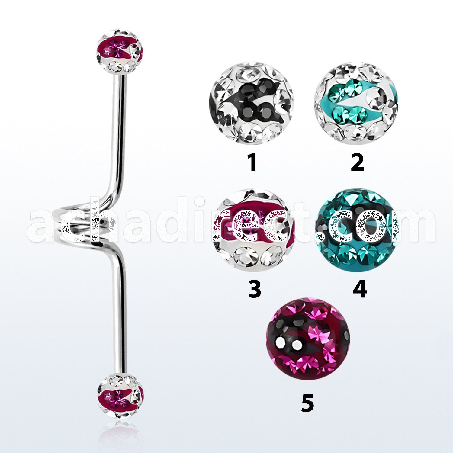incfr5c industrial twister barbell w 5mm multicrystal zebra ball