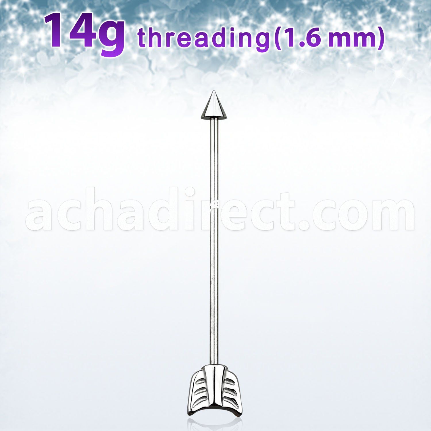 indaw surgical steel industrial barbell with cone arrow end