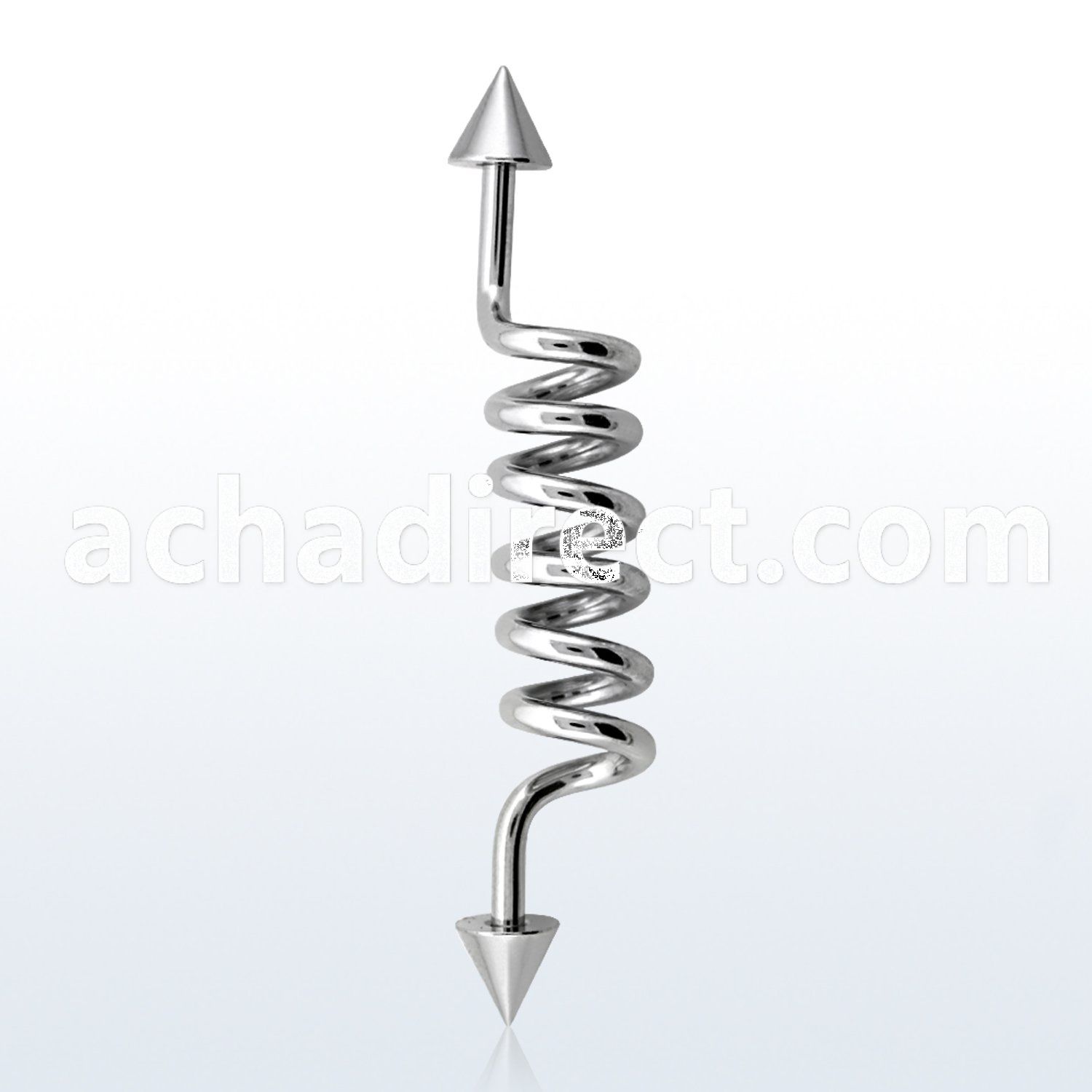 indcn5 316l steel industrial coil barbell (1.6mm) w 5mm cones