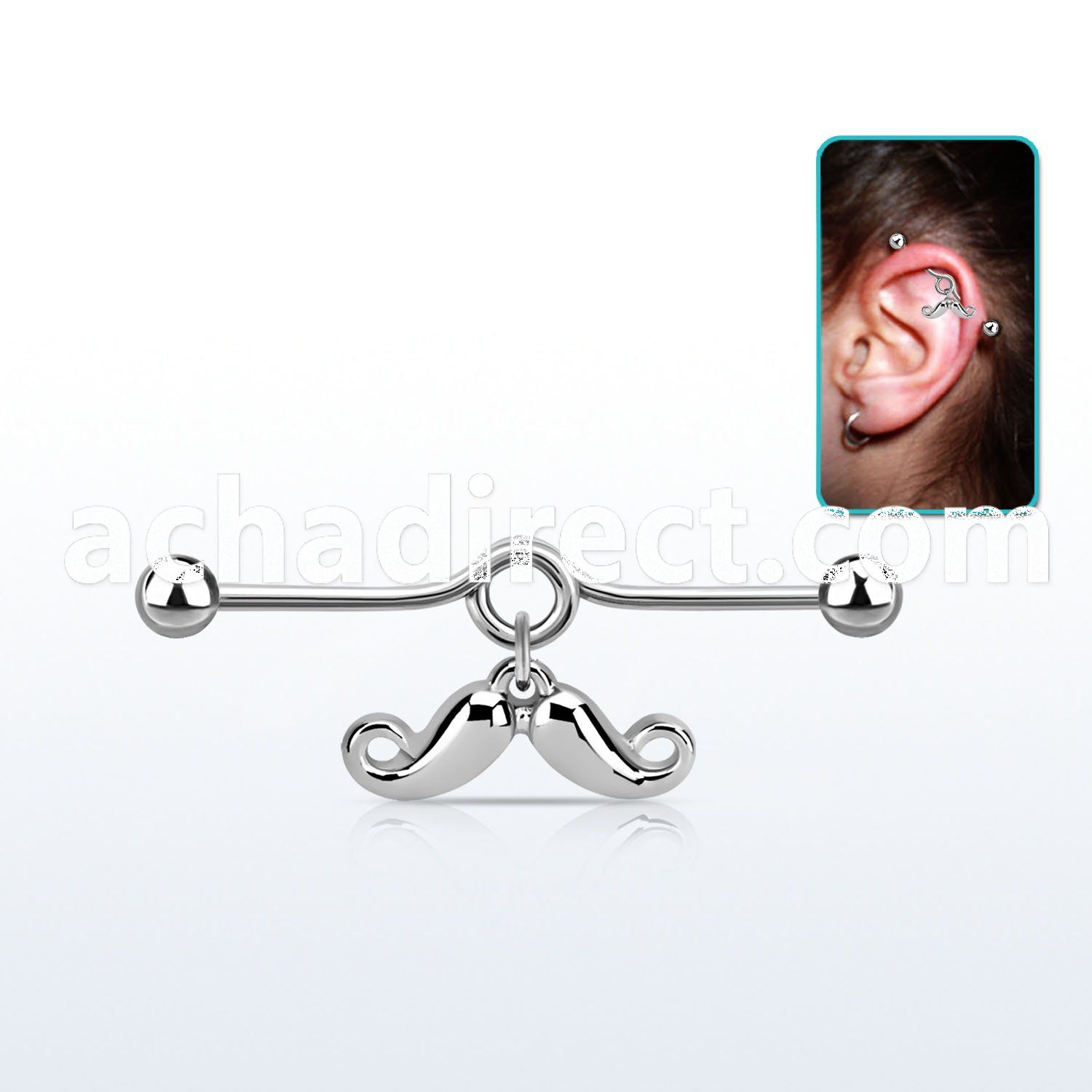 indd13 steel industrial loop barbell w a dangling mustache