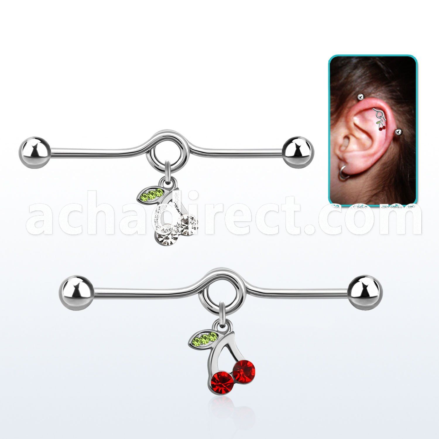 indd4 316l steel industrial loop barbell with balls cherry