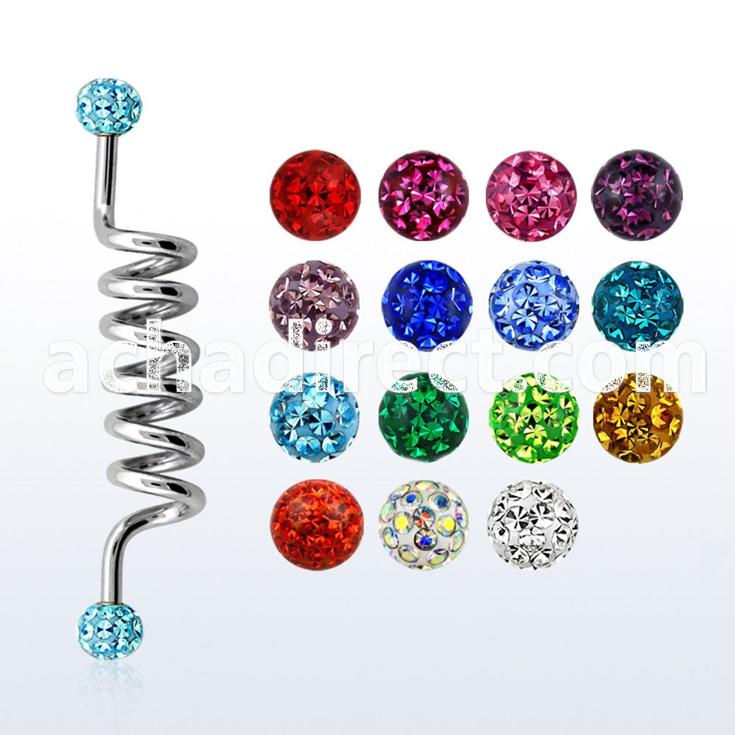 indfr5 316l steel industrial coil barbell with ferido balls