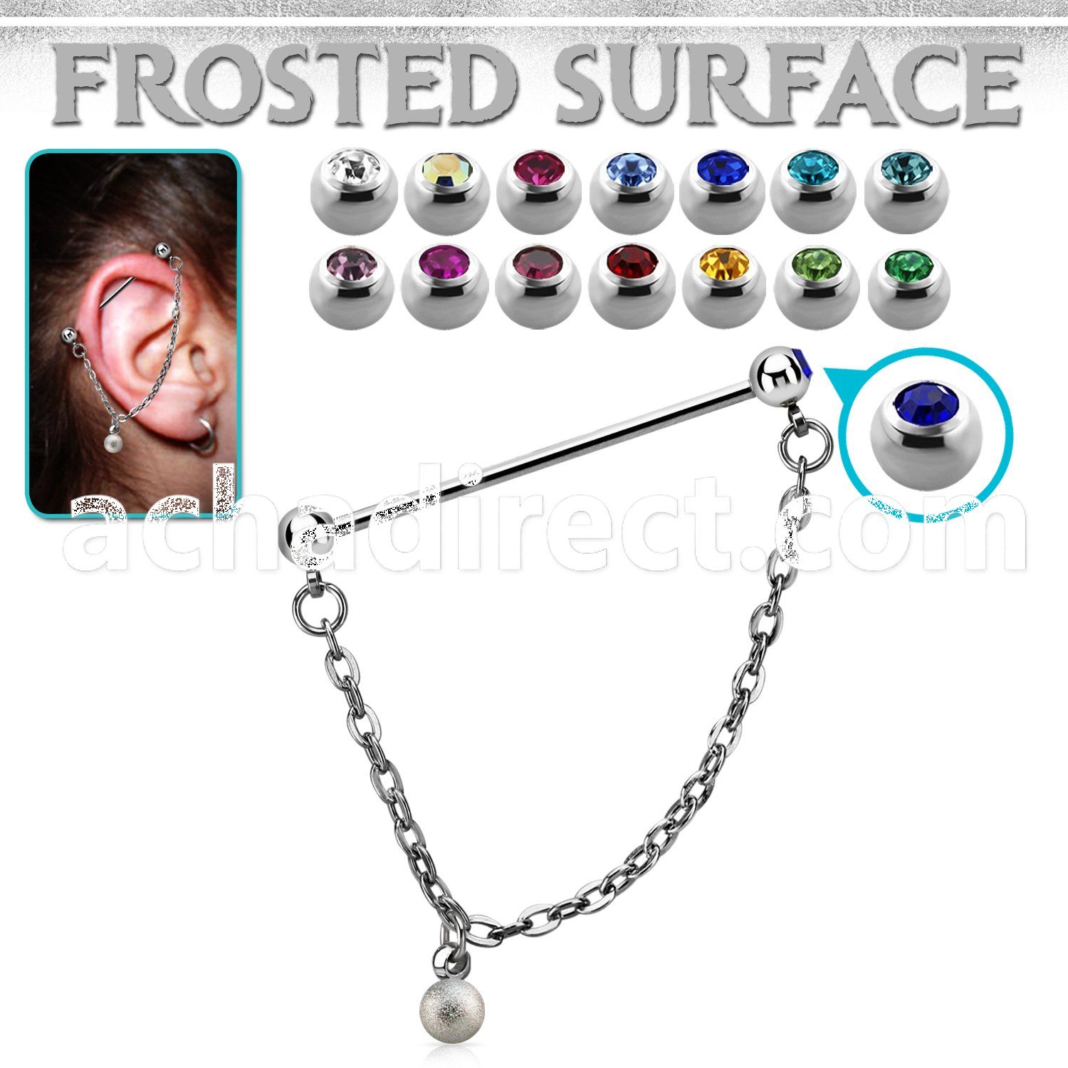 indsdfo2 steel industrial jewel barbell w dangling frosted ball