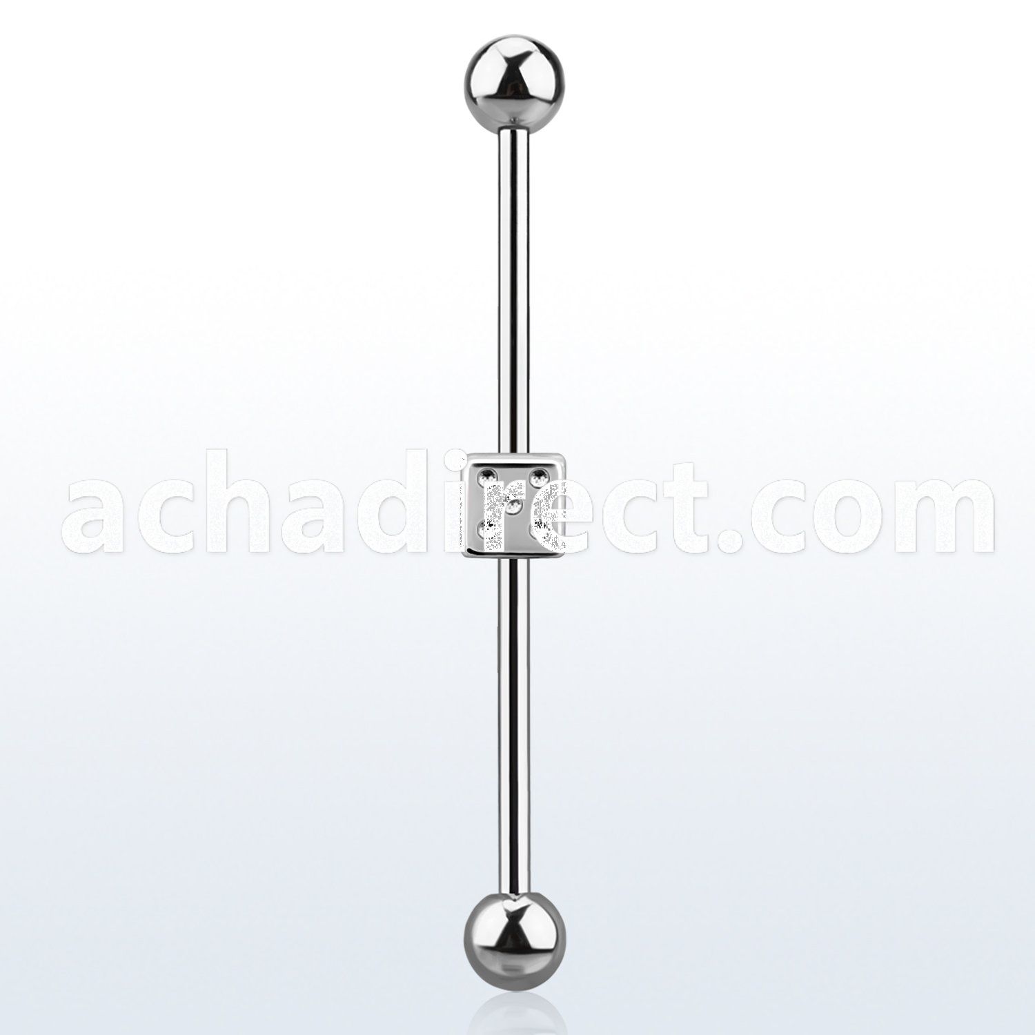 indsh1 316l steel industrial barbell w 5mm balls steel dice