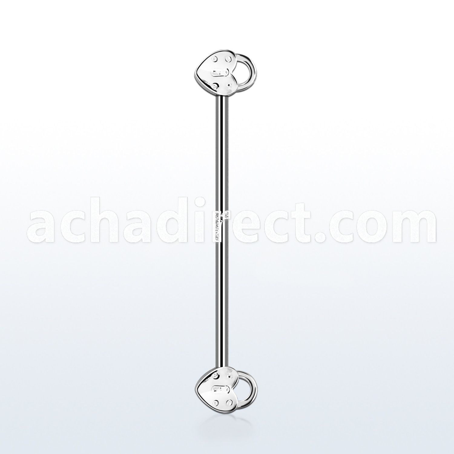 indsh28 316l steel industrial barbell w two heart shaped locks