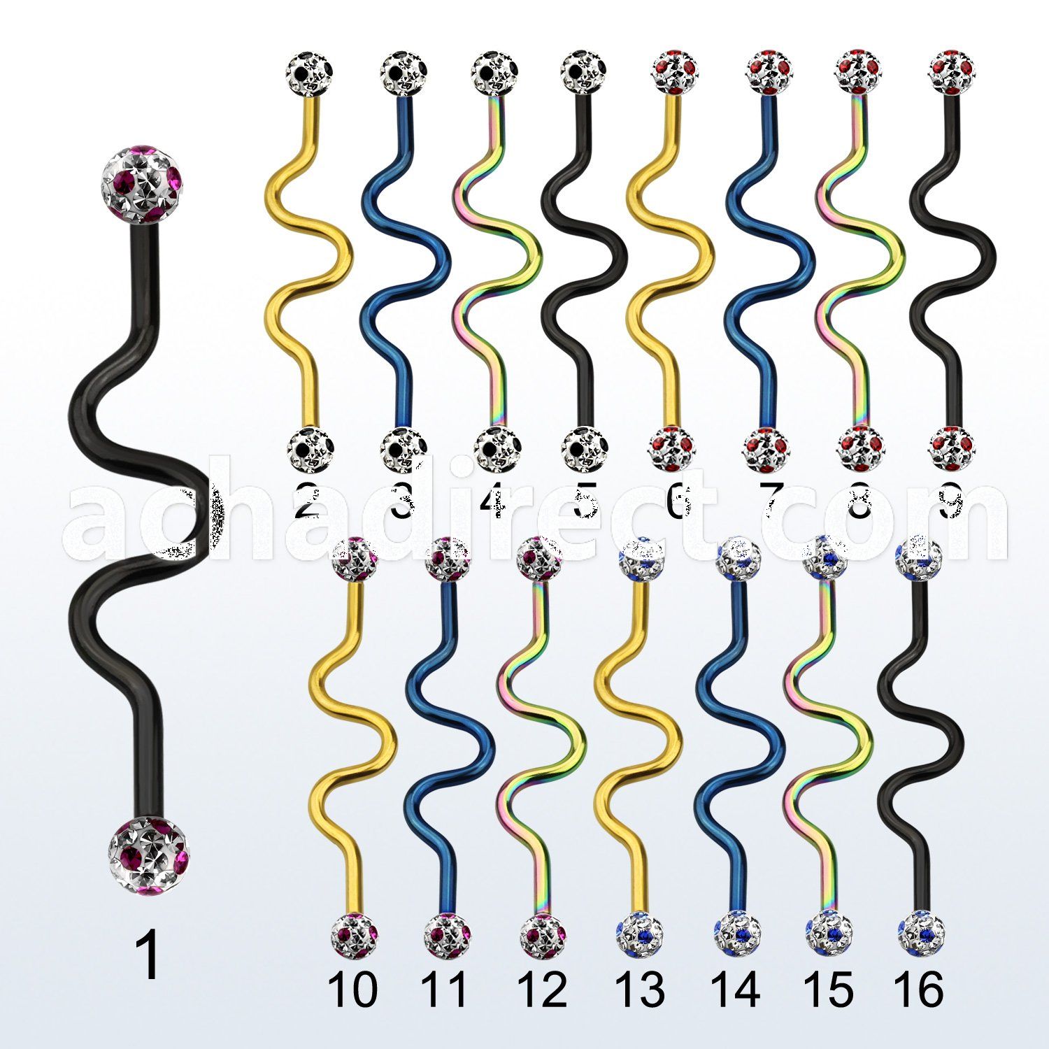 intafr5a anodized steel industrial zigzag barbell w dotted balls