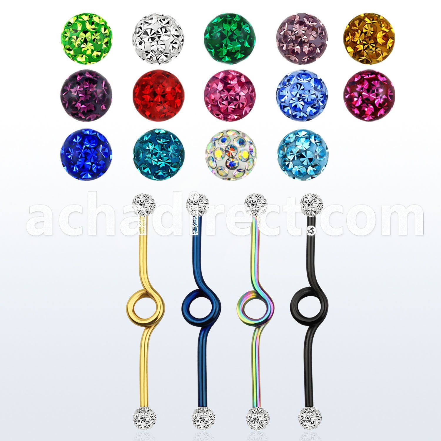 intbfr5 anodized steel industrial loop barbell w ferido balls