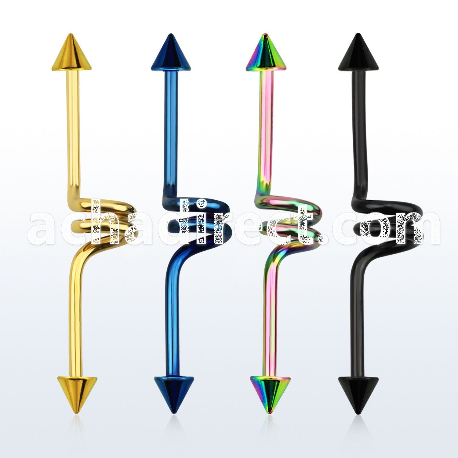 intccn5 anodized 316l steel industrial twister barbell 5mm cone