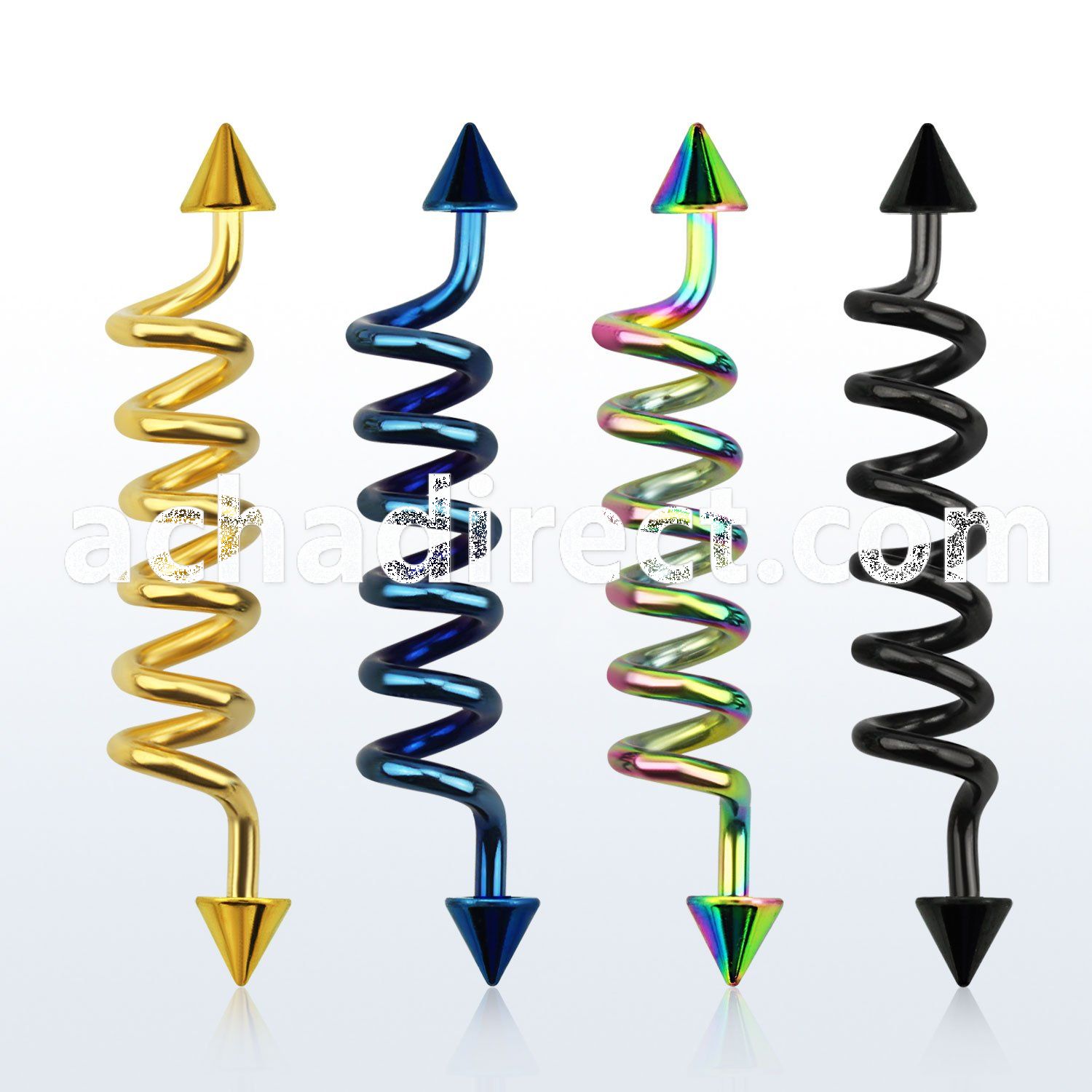 intdcn5 anodized 316l steel industrial coil barbell with cones