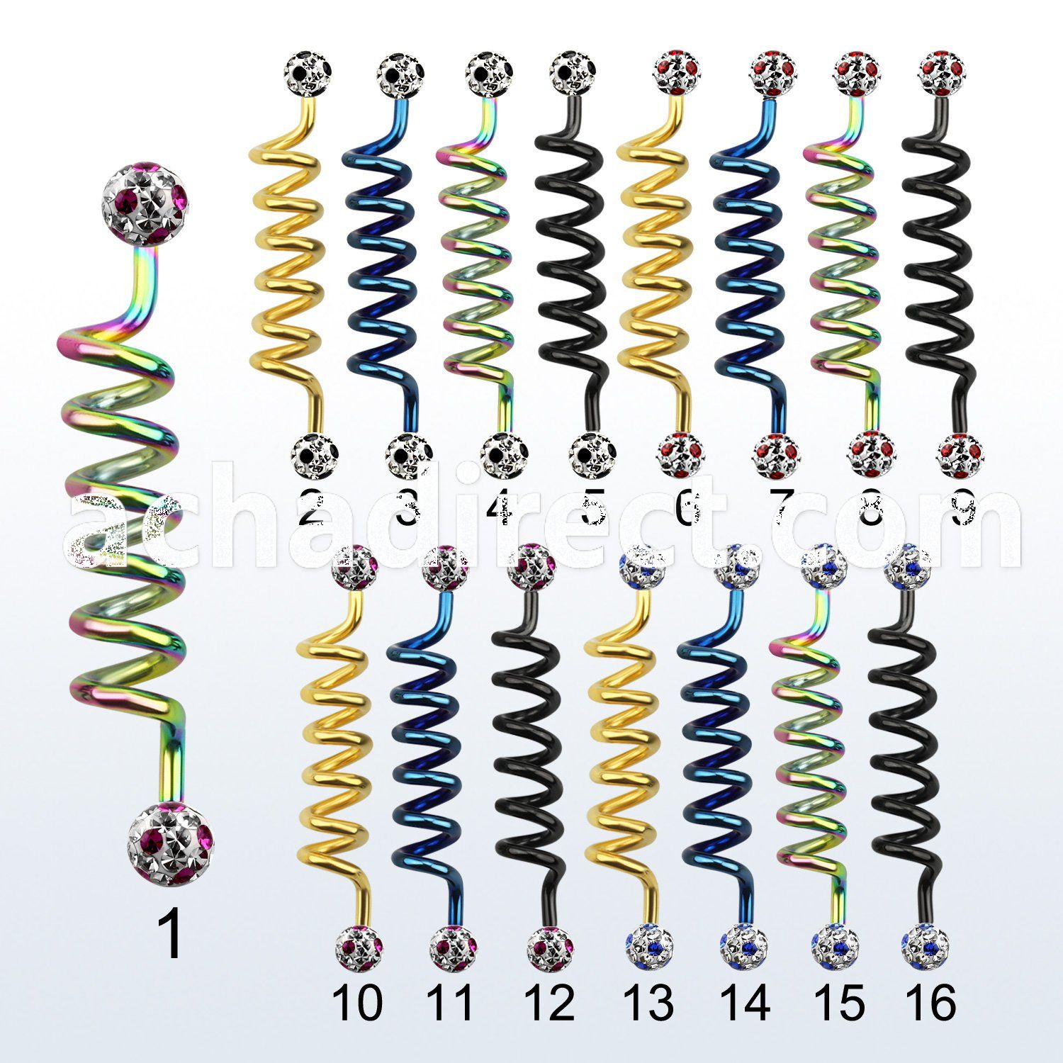 intdfr5a anodized steel industrial coil barbell with dotted balls