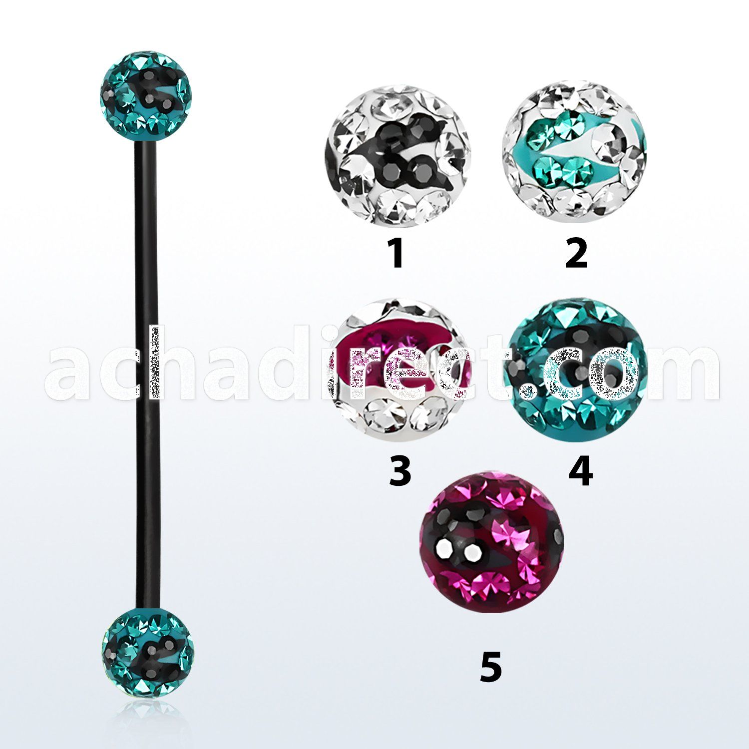 intfr5c anodized industrial w 5mm multi crystal zebra balls