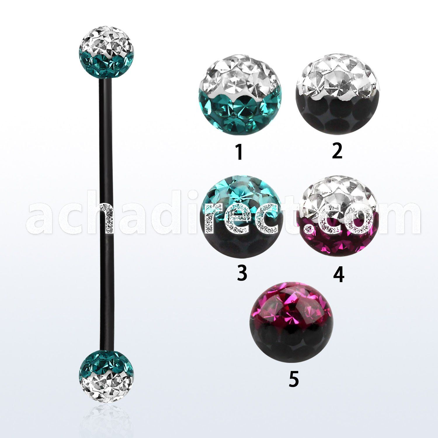 intfr5e anodized 316l steel industrial barbell w 2 color balls