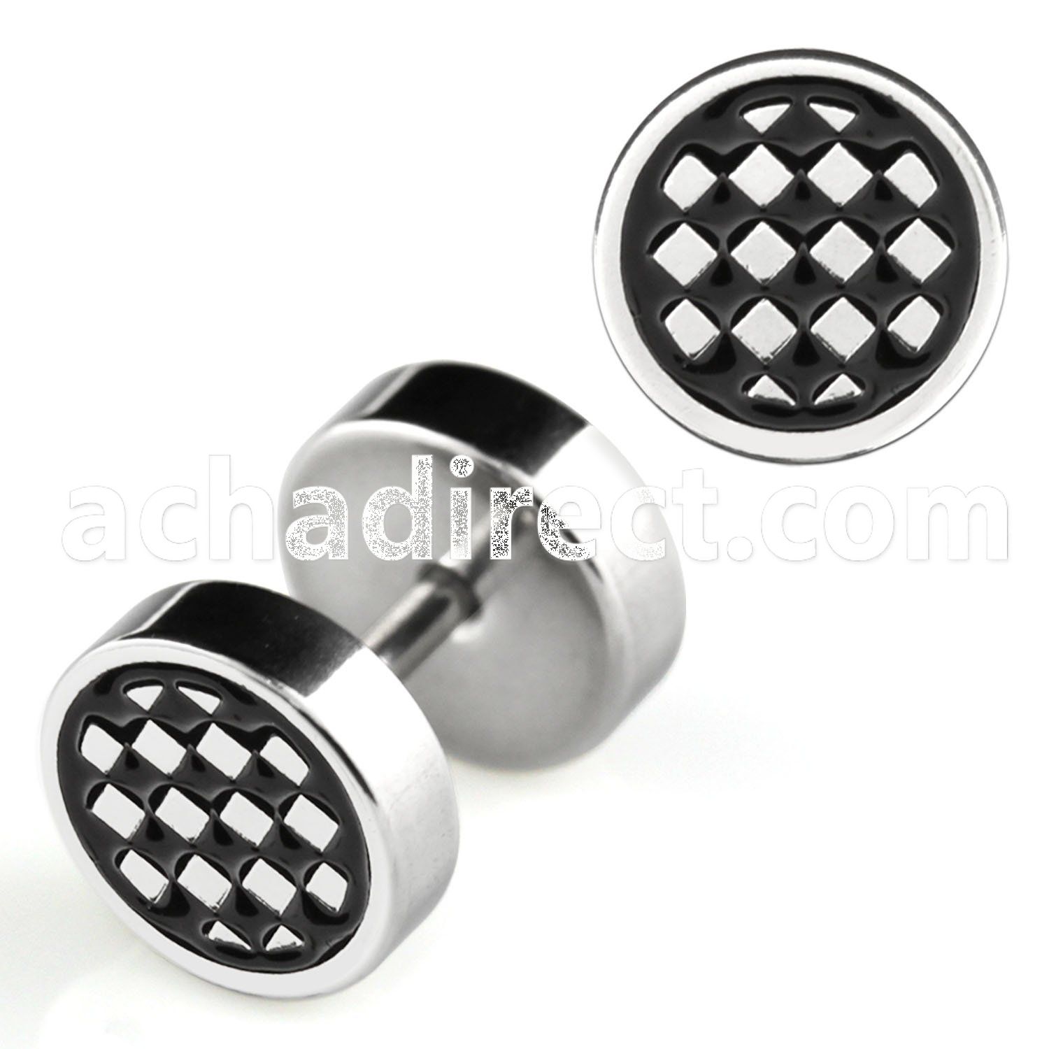 ip15 high polished steel fake plug w checkered board logo