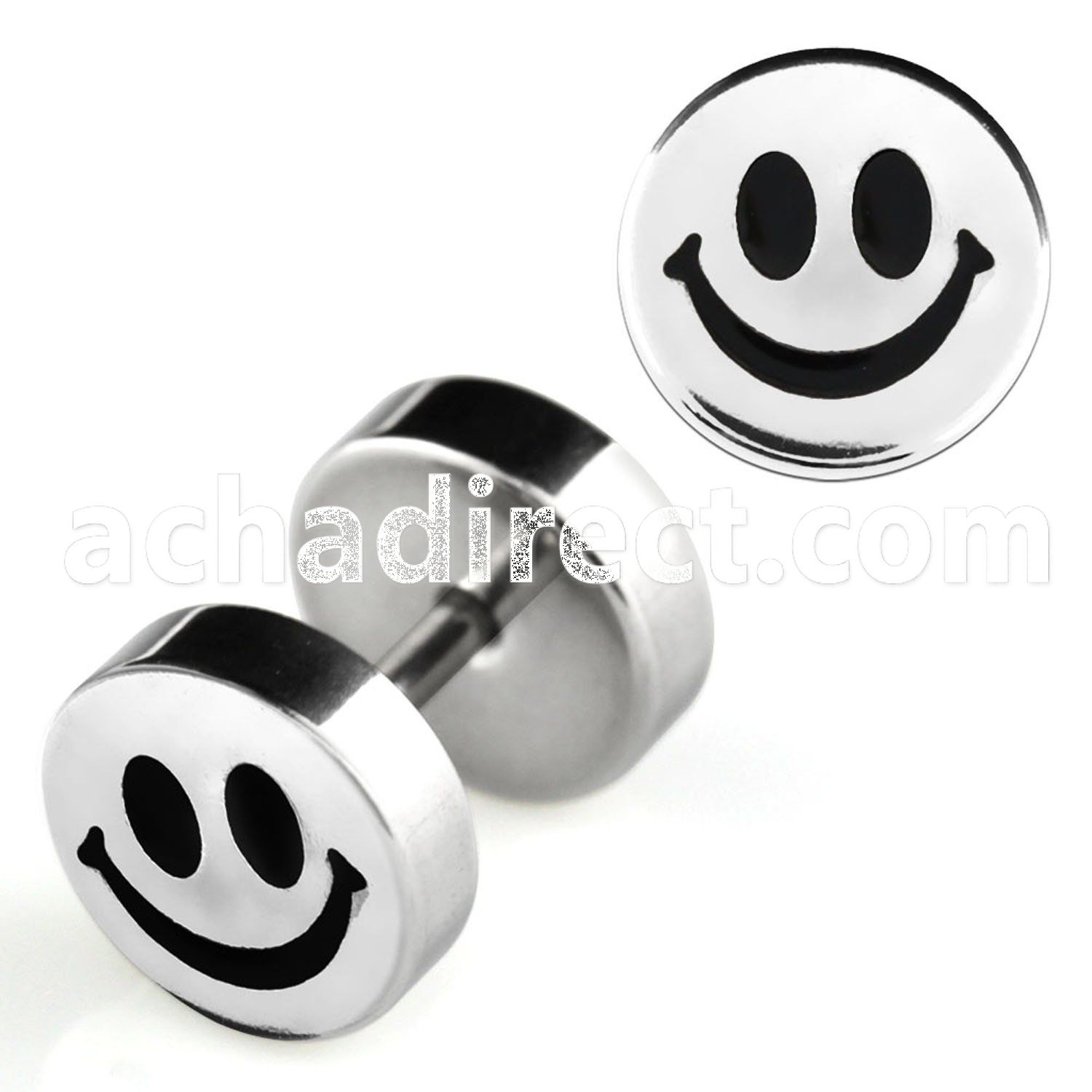 ip5 high polished fake plug with laser edged smiley logo