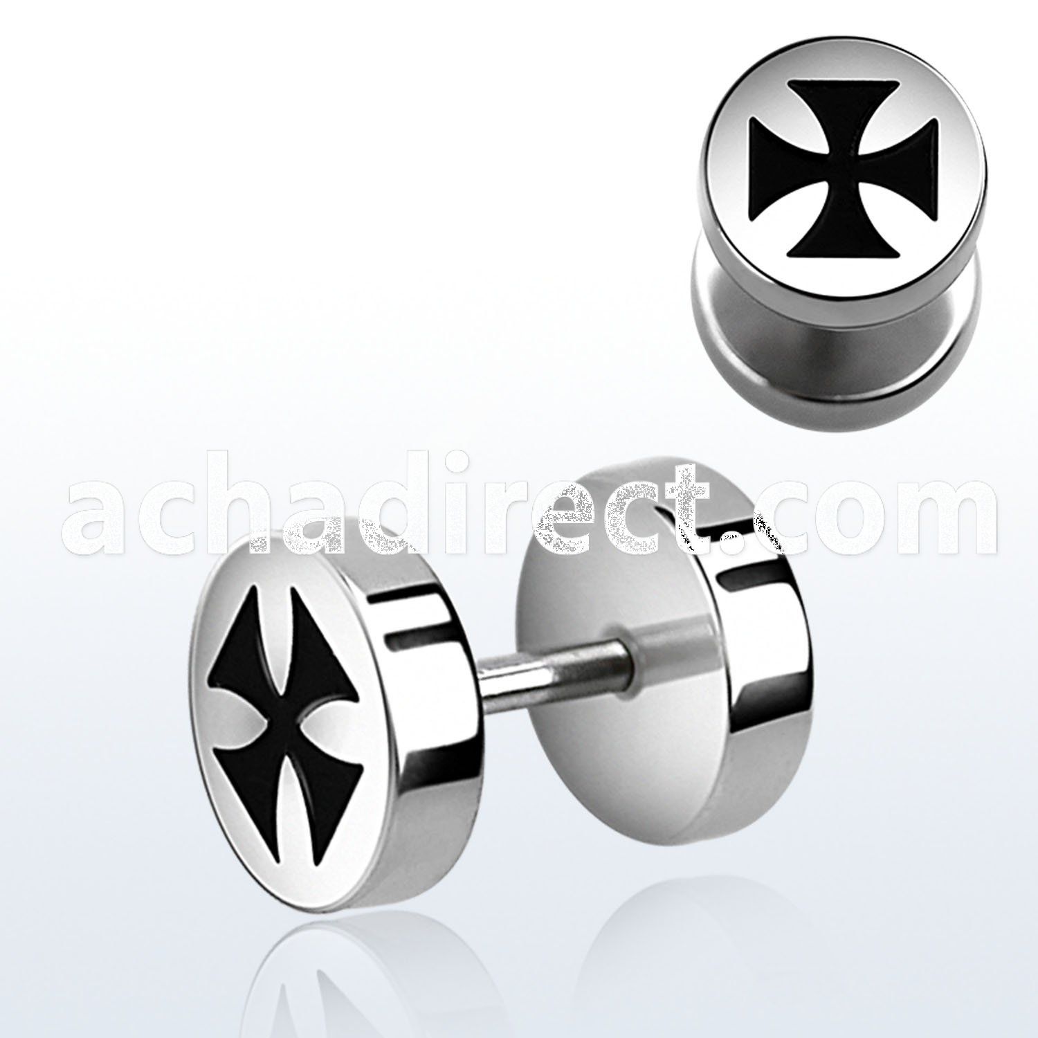 ip9 high polished fake plug with laser edged cross logo