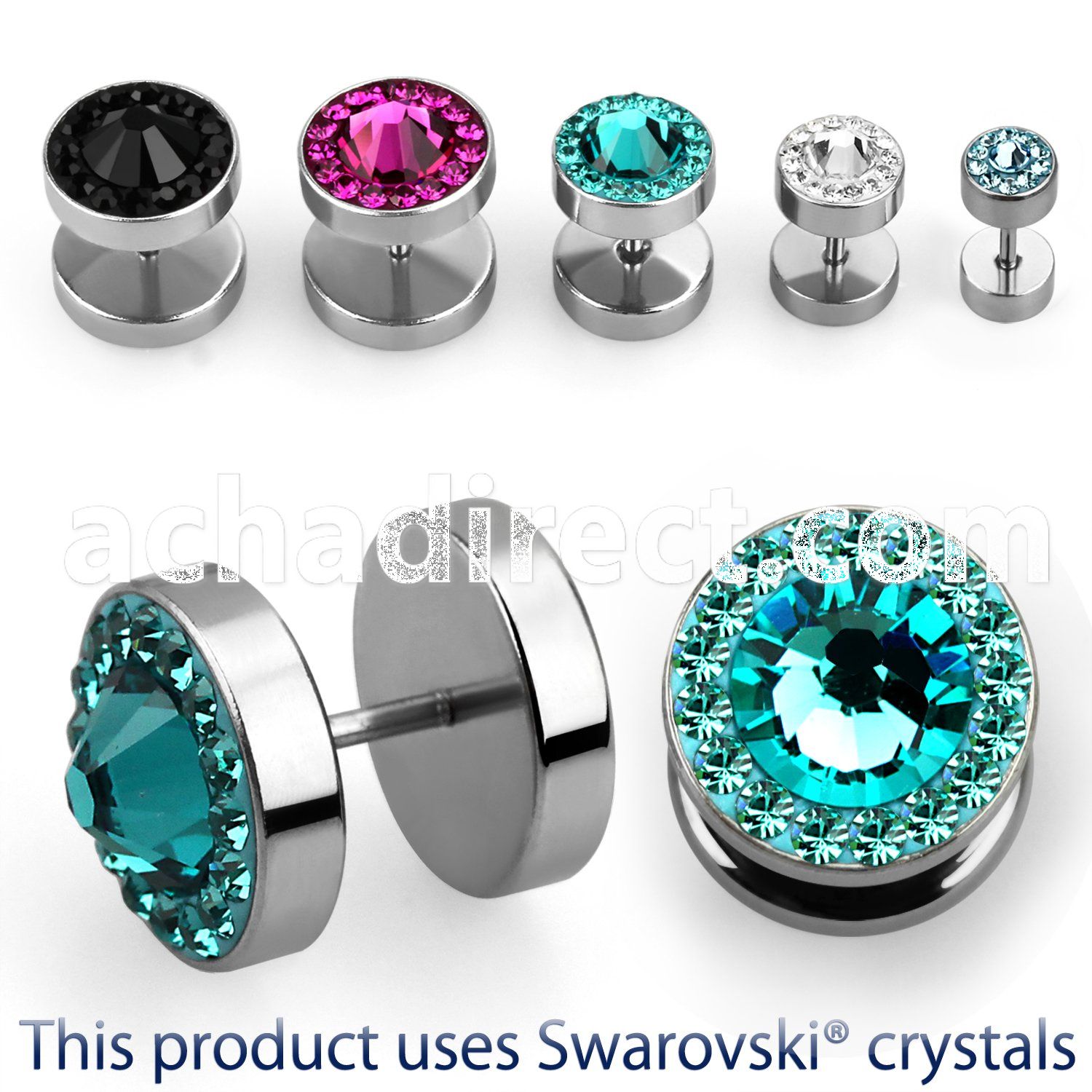 ipgc steel fake plug w big ferido swarovski central crystal