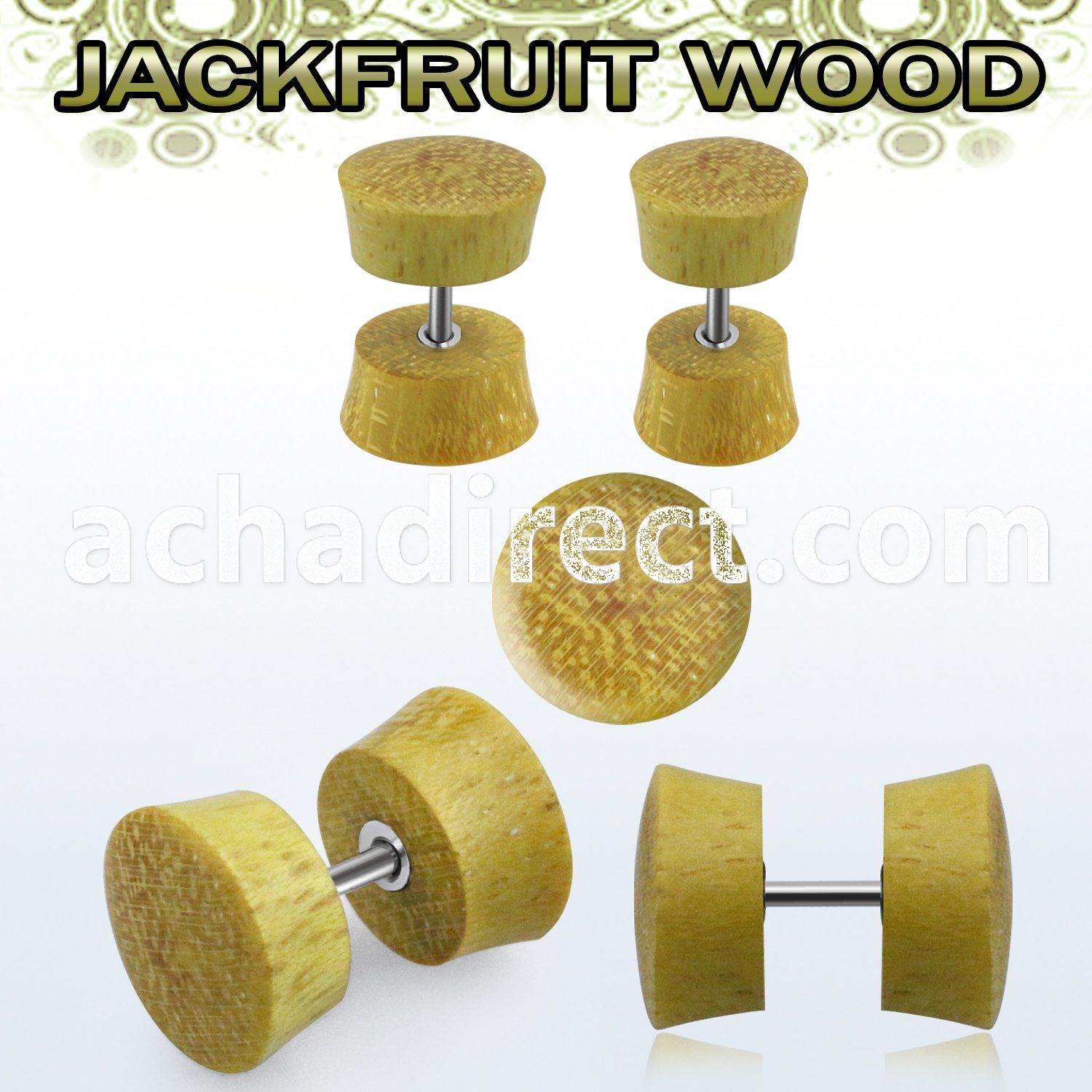 ipjaf jack fruit wood fake plug w 316l steel post