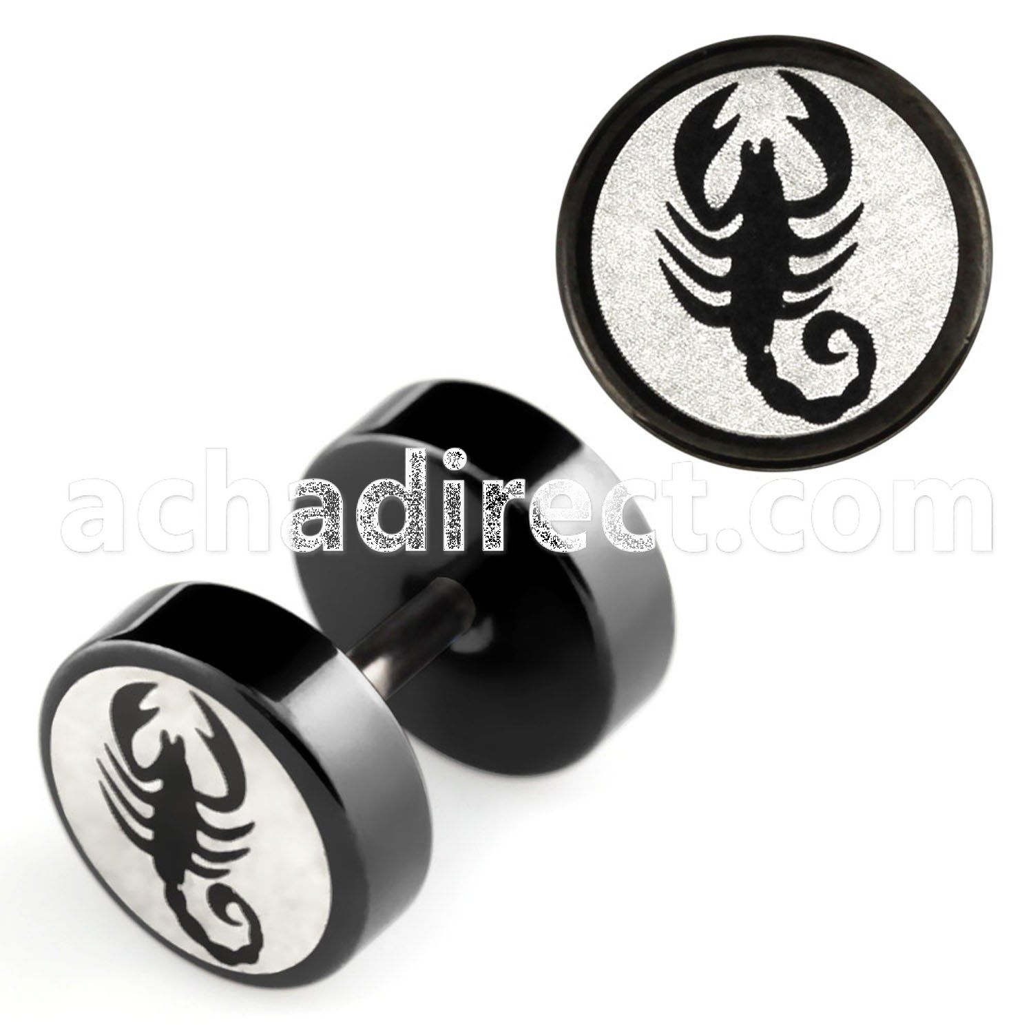 ipls12 black anodized fake plug with scorpion logo on one side