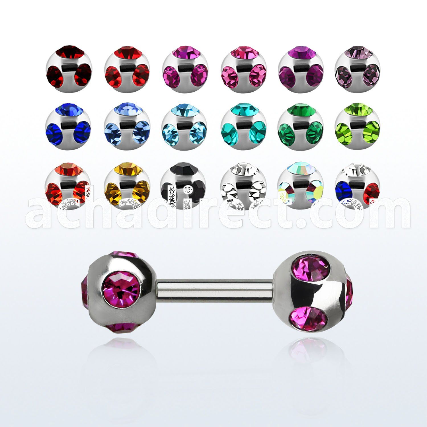 ipmjb4 316l steel fake plug w two 4mm multi jewel ball