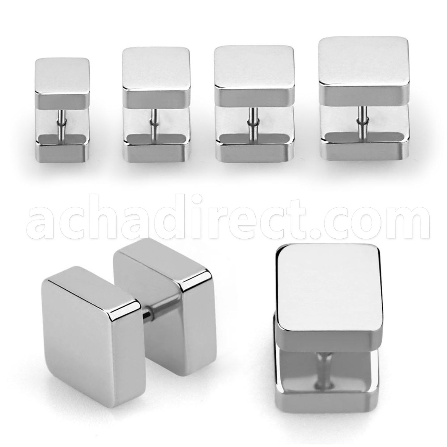 ipsq high polished 316l steel fake plug with square sides