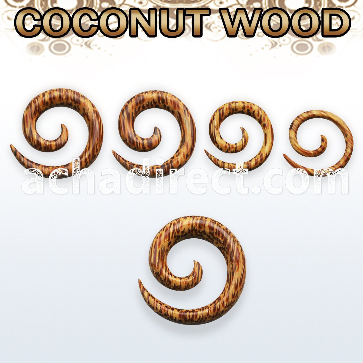 iptco coconut wood spiral coil taper